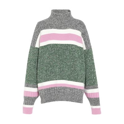 Barrie Striped cashmere roll neck jumper