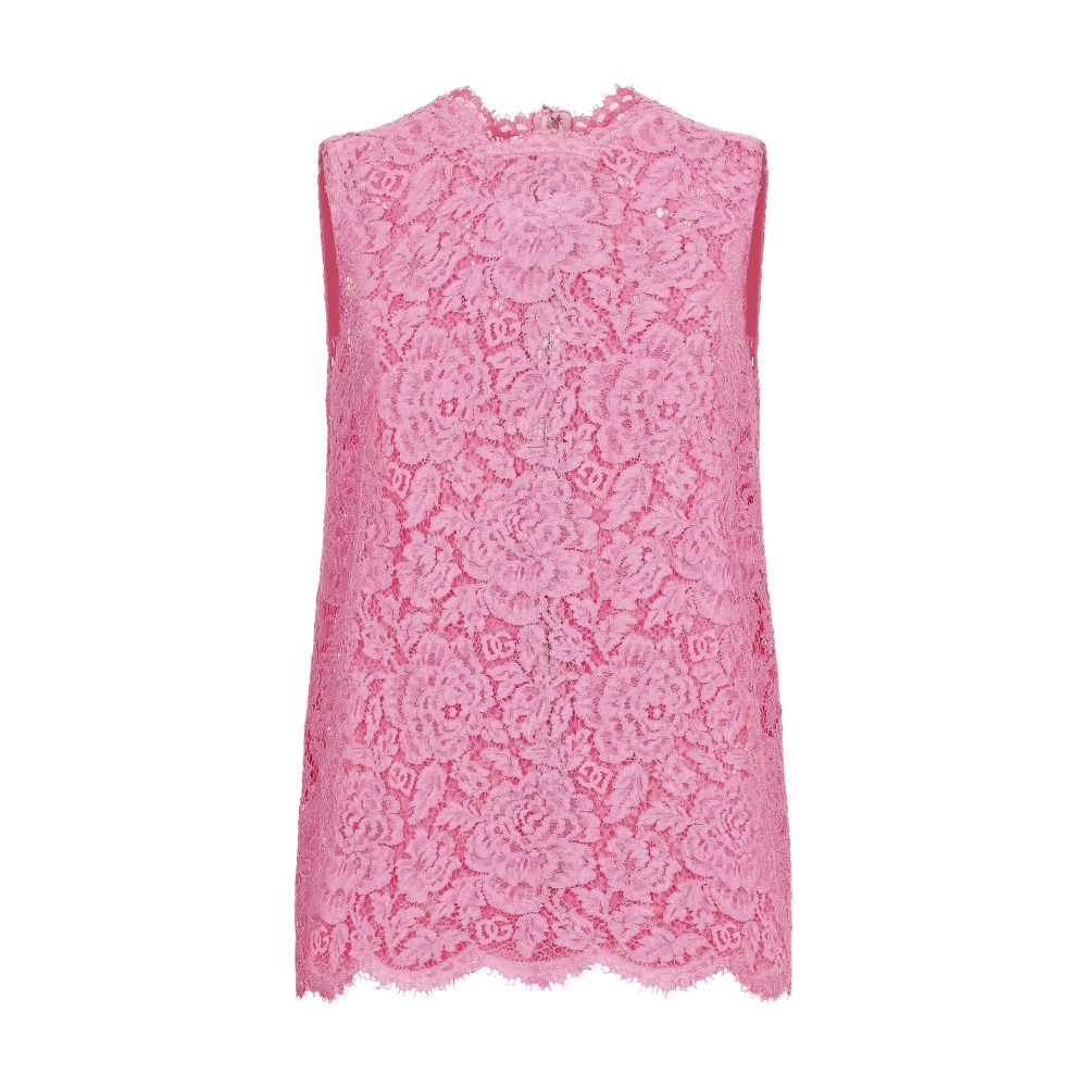 Dolce & Gabbana Branded floral cordonetto lace top