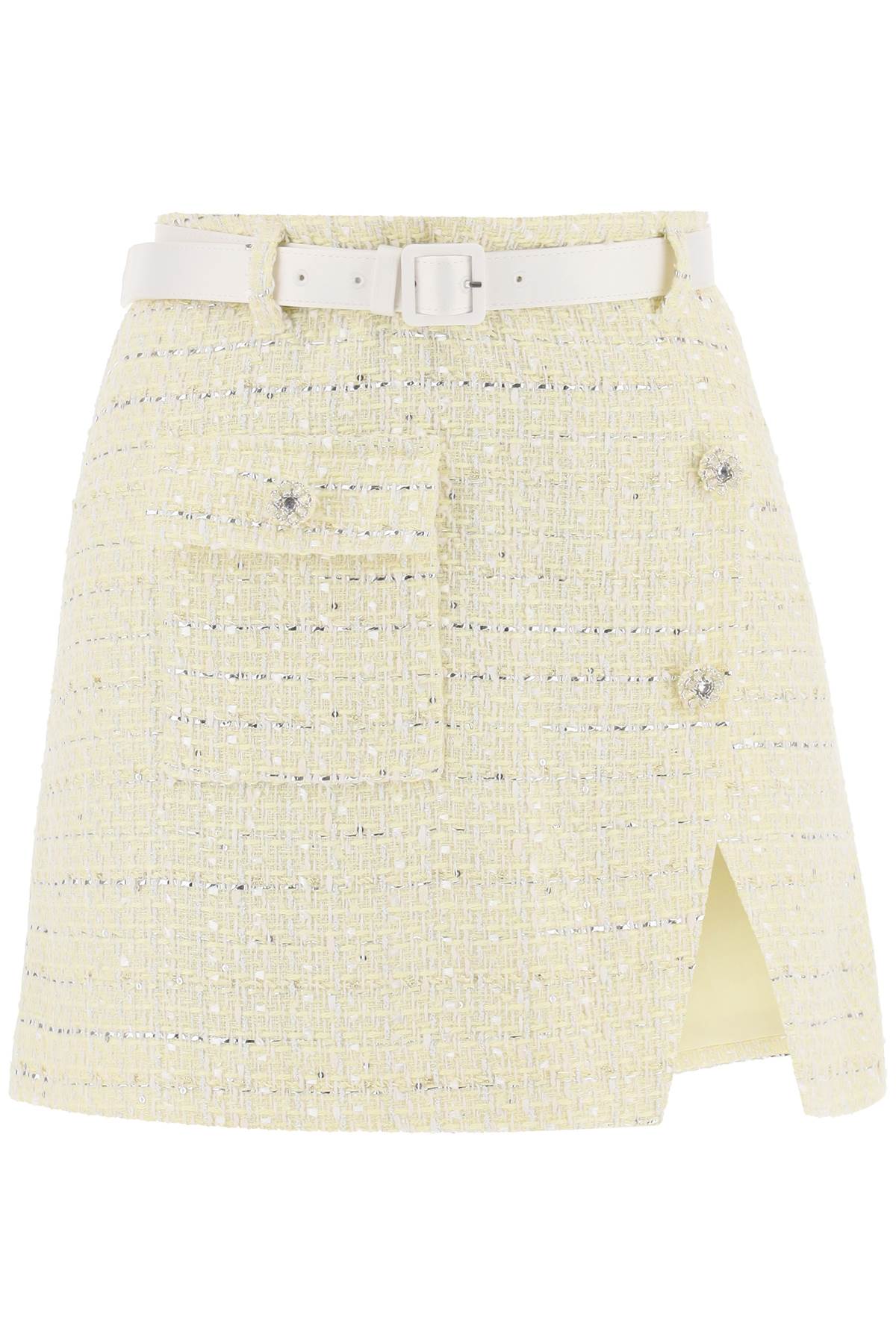  SELF PORTRAIT wrap mini skirt in boucle tweed