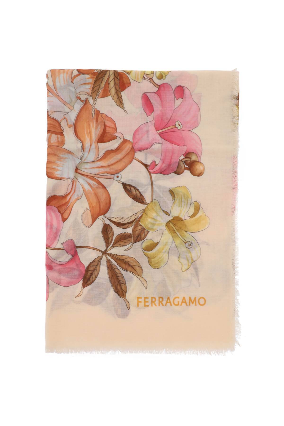 Ferragamo FERRAGAMO cashmere stole with hibiscus print
