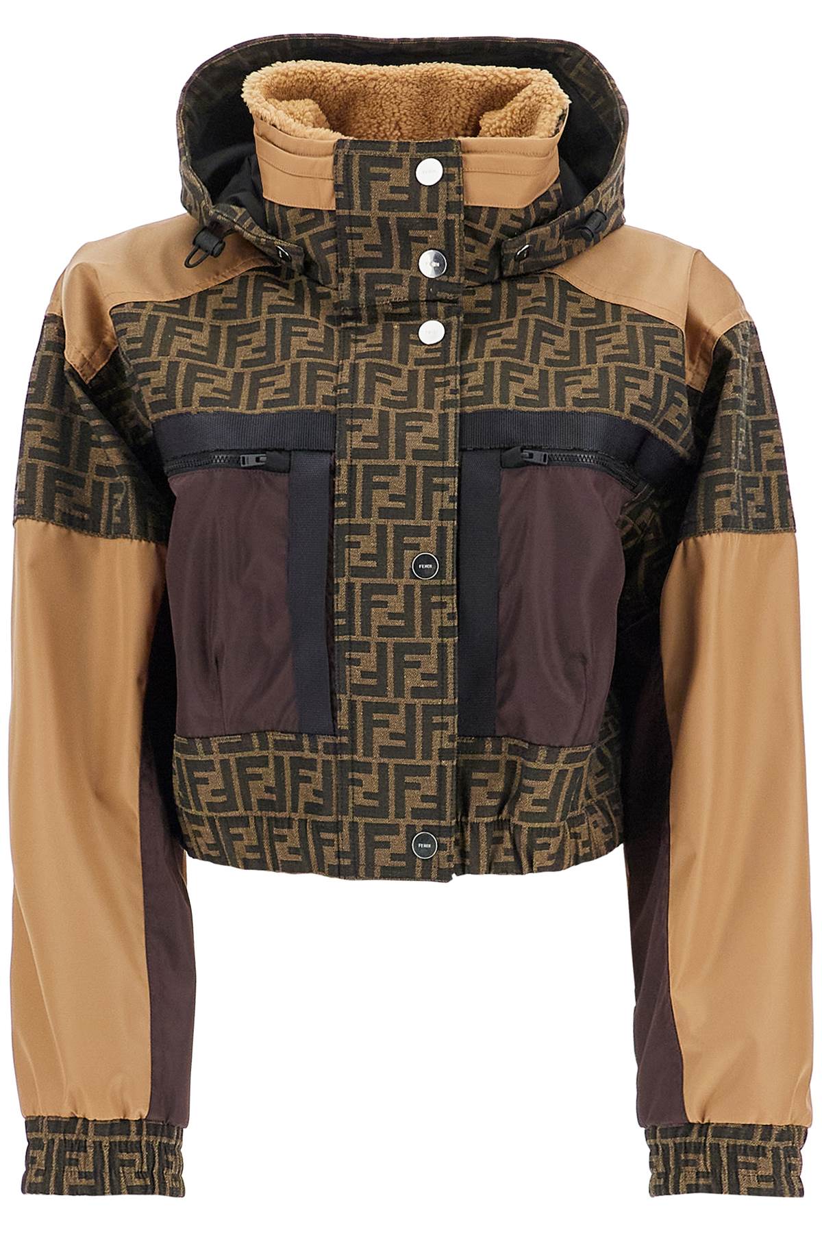 FENDI FENDI 'ff cropped ski jacket in canvas fabric