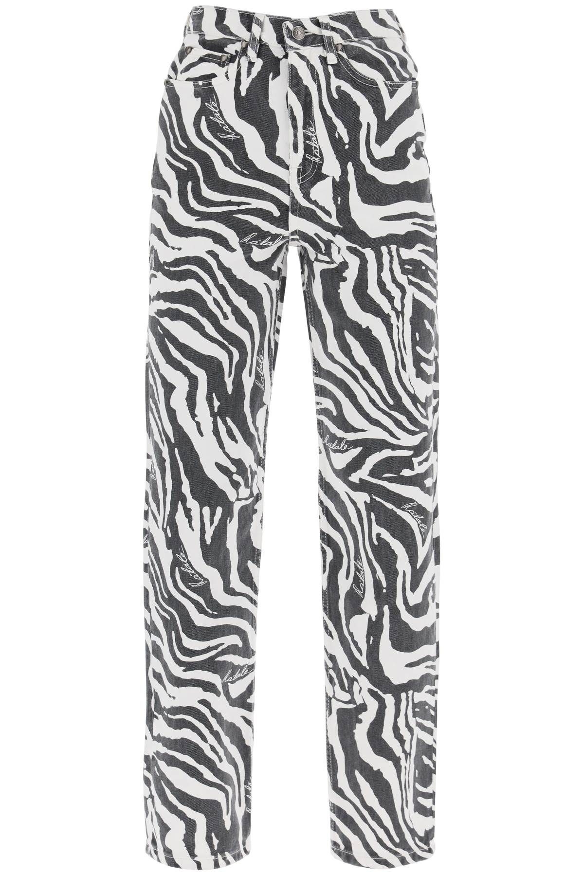 Rotate ROTATE straight leg zebra print jeans