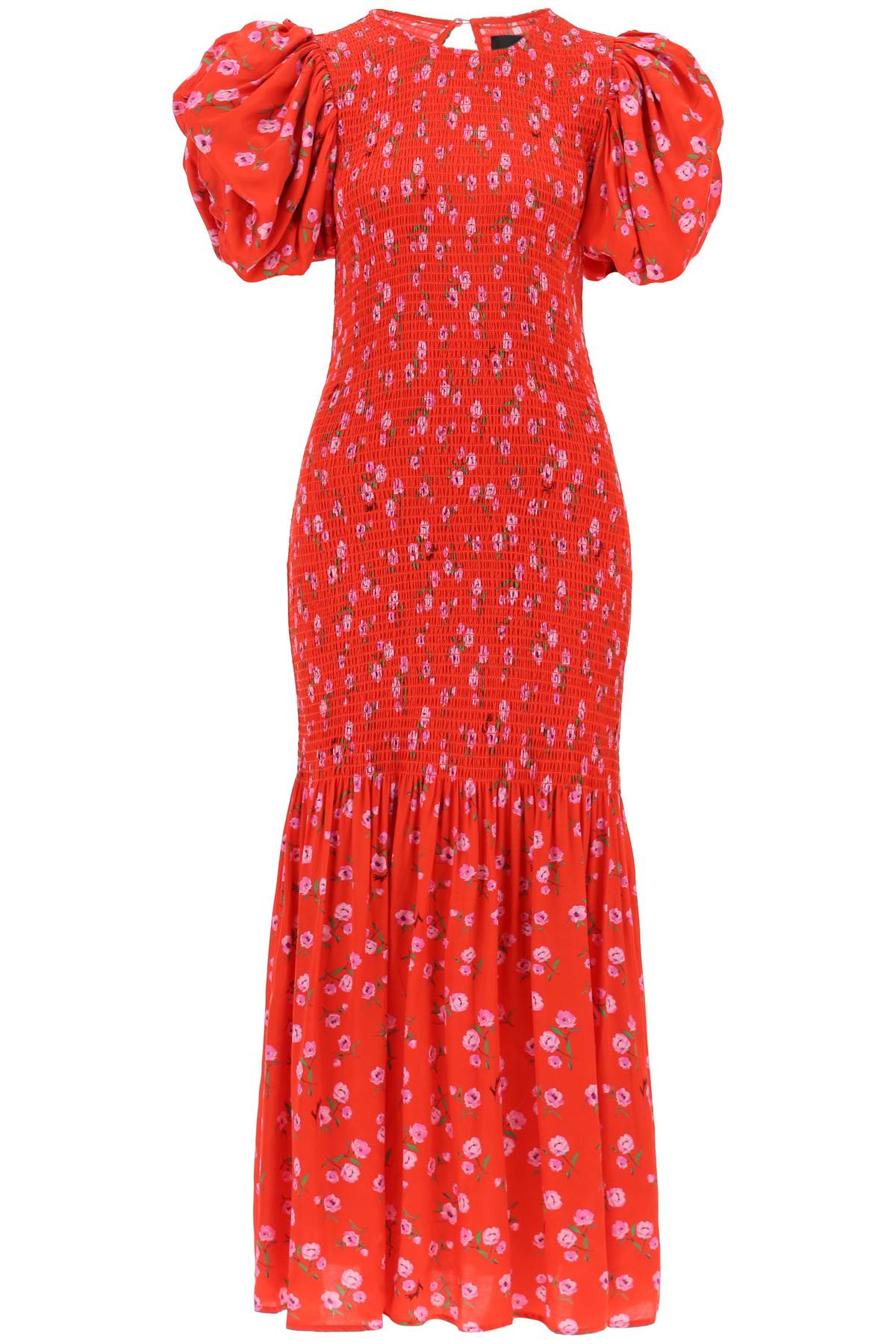 Rotate ROTATE floral printed maxi dress with puffed sleeves in satin fabric