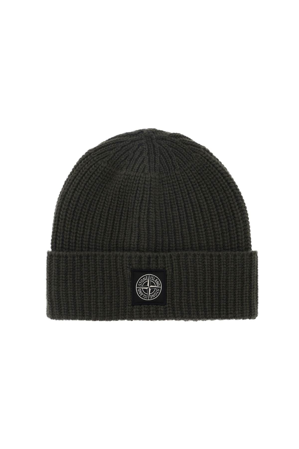 Stone Island STONE ISLAND logo patch beanie cap