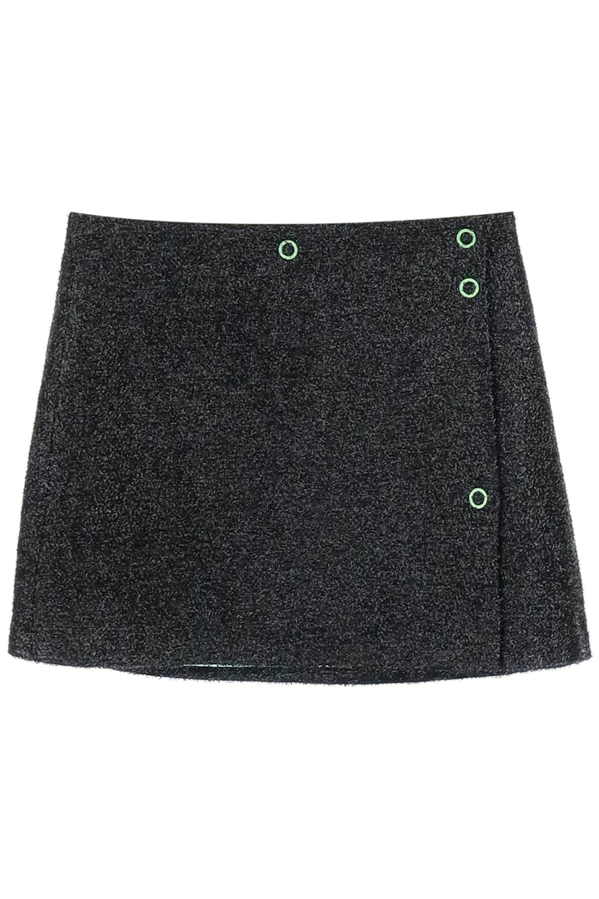 Ganni GANNI mini lamé tweed wrap skirt