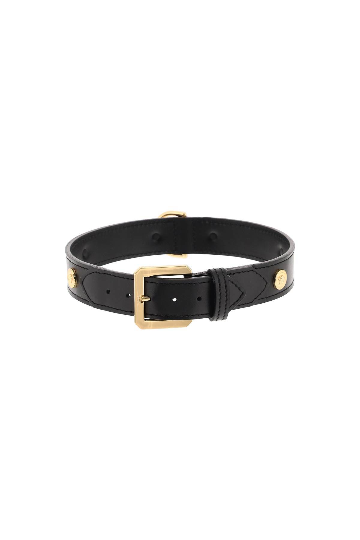 Versace VERSACE leather collar with medusa studs - large
