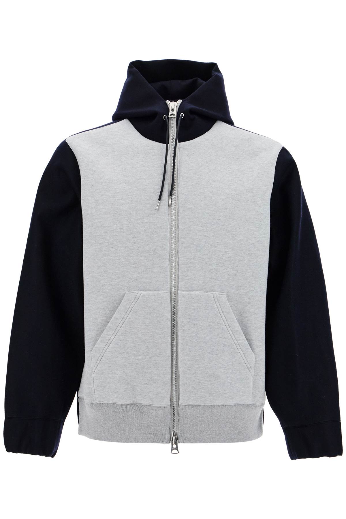 Sacai SACAI bicolor sweatshirt with zip and hood