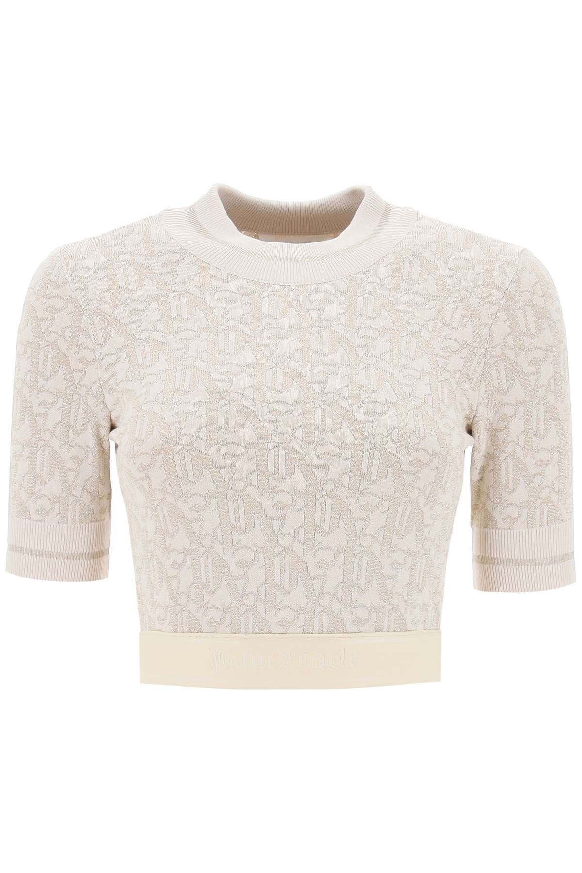 PALM ANGELS PALM ANGELS monogram cropped top in lurex knit