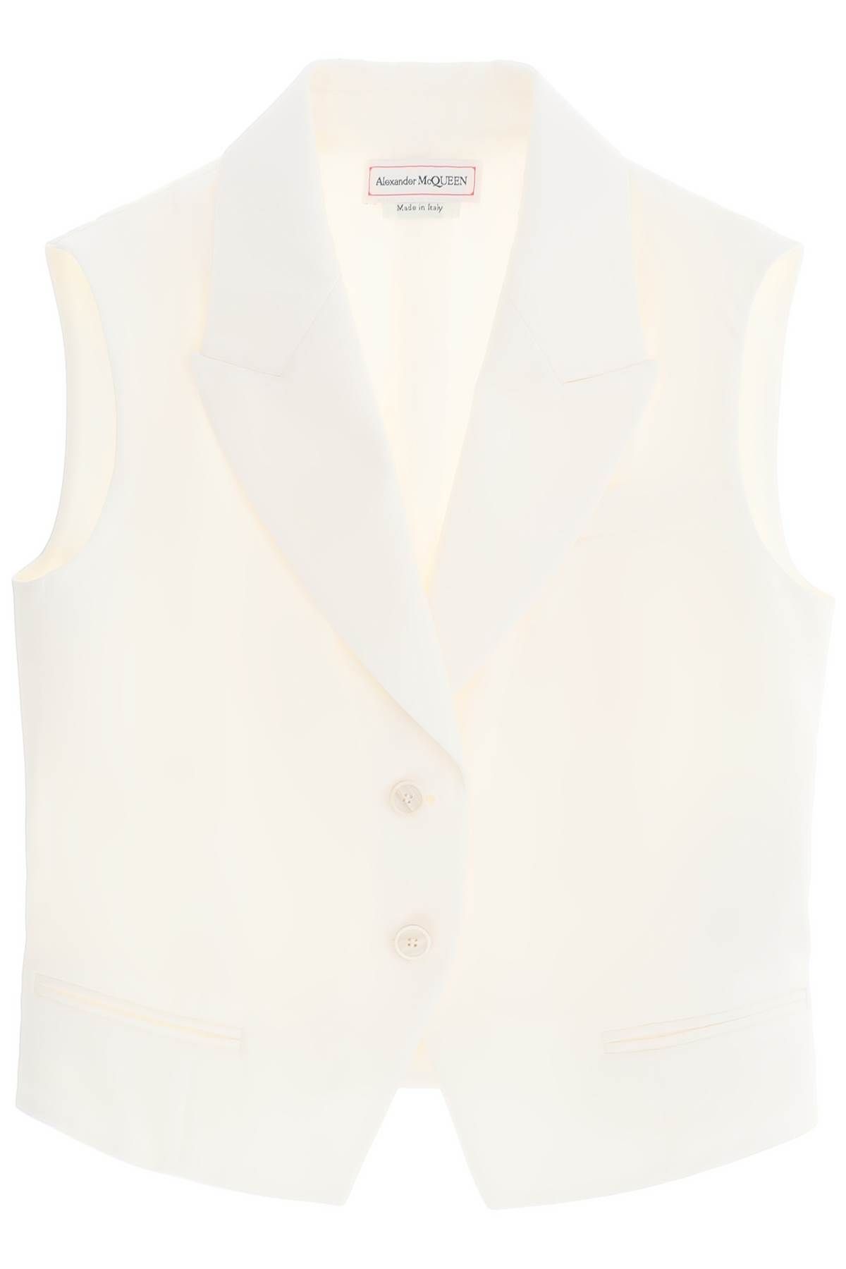 Alexander McQueen ALEXANDER MCQUEEN cropped viscose twill vest for