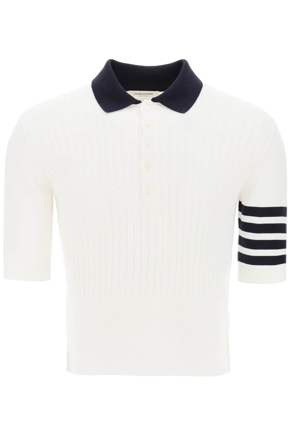 Thom Browne THOM BROWNE placed baby cable 4-bar cotton polo sweater