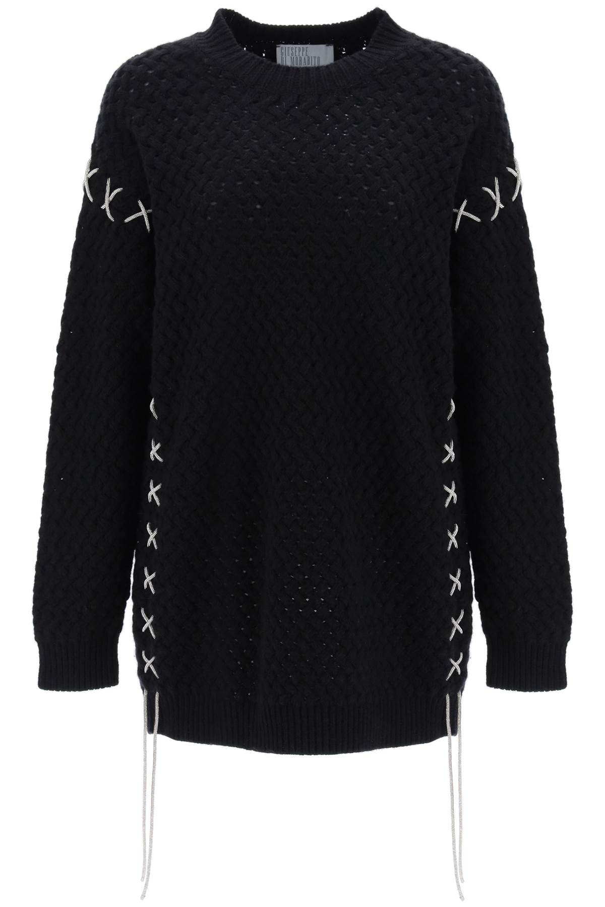 GIUSEPPE DI MORABITO GIUSEPPE DI MORABITO knitted mini dress with rhinestone-studded tubular