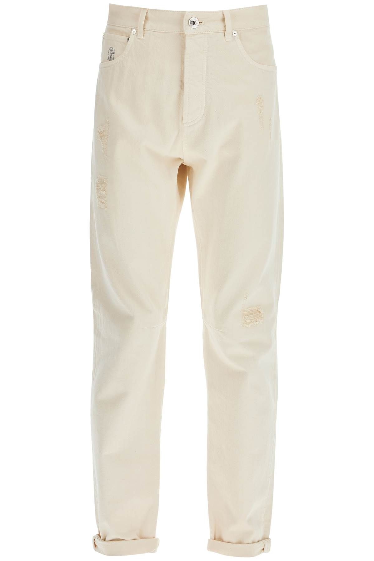 Brunello Cucinelli BRUNELLO CUCINELLI destroyed leisure fit jeans with distressed details.