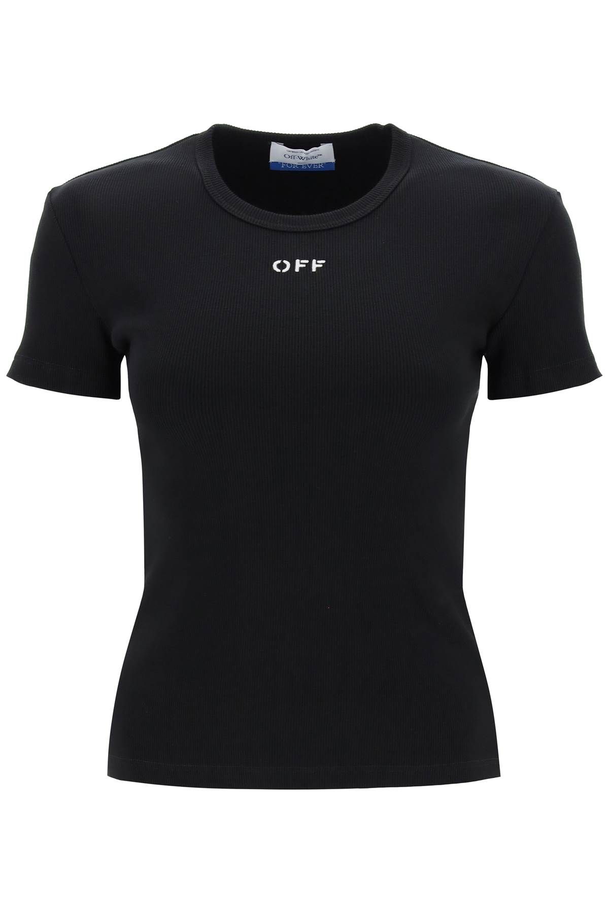 OFF-WHITE OFF-WHITE ribbed t-shirt with off embroidery