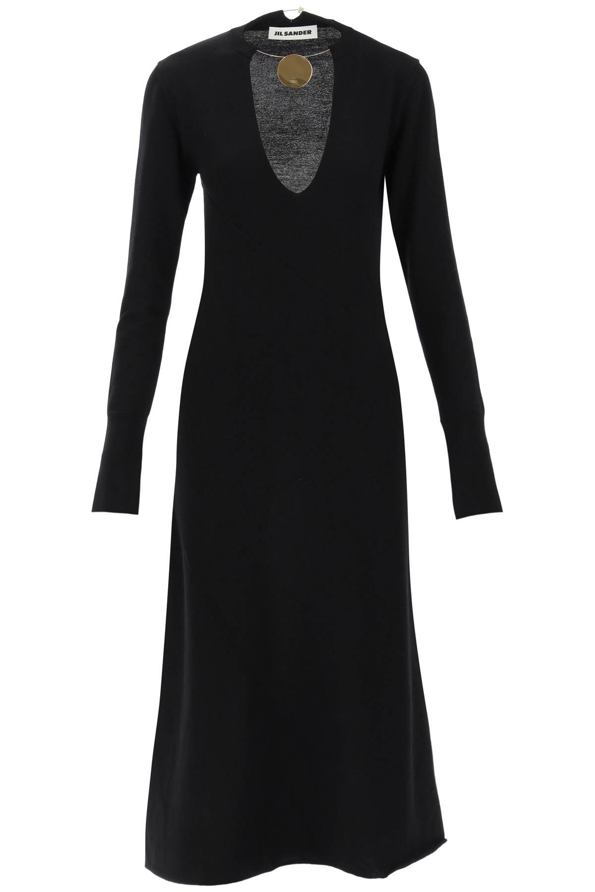 Jil Sander JIL SANDER wool knit midi dress with necklace