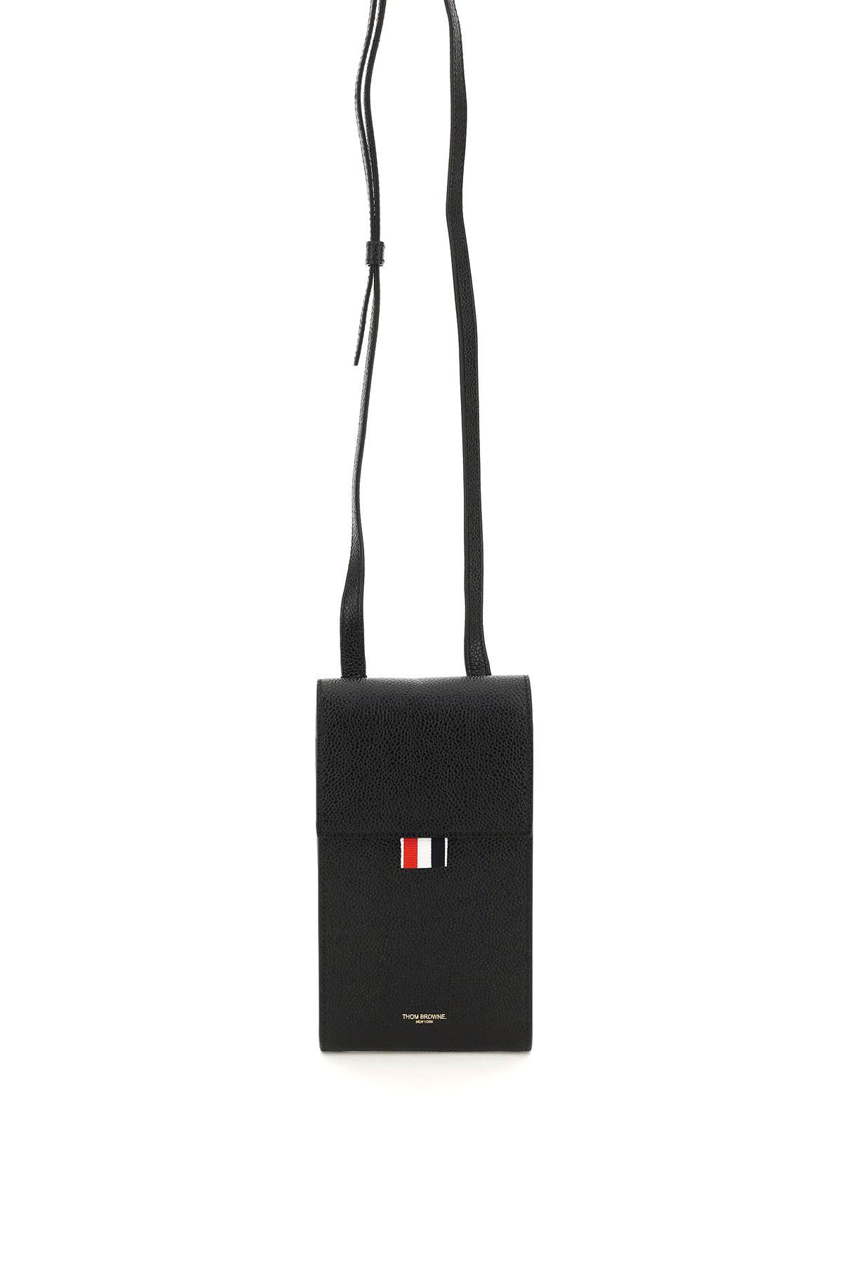 Thom Browne THOM BROWNE pebble grain leather phone holder with strap