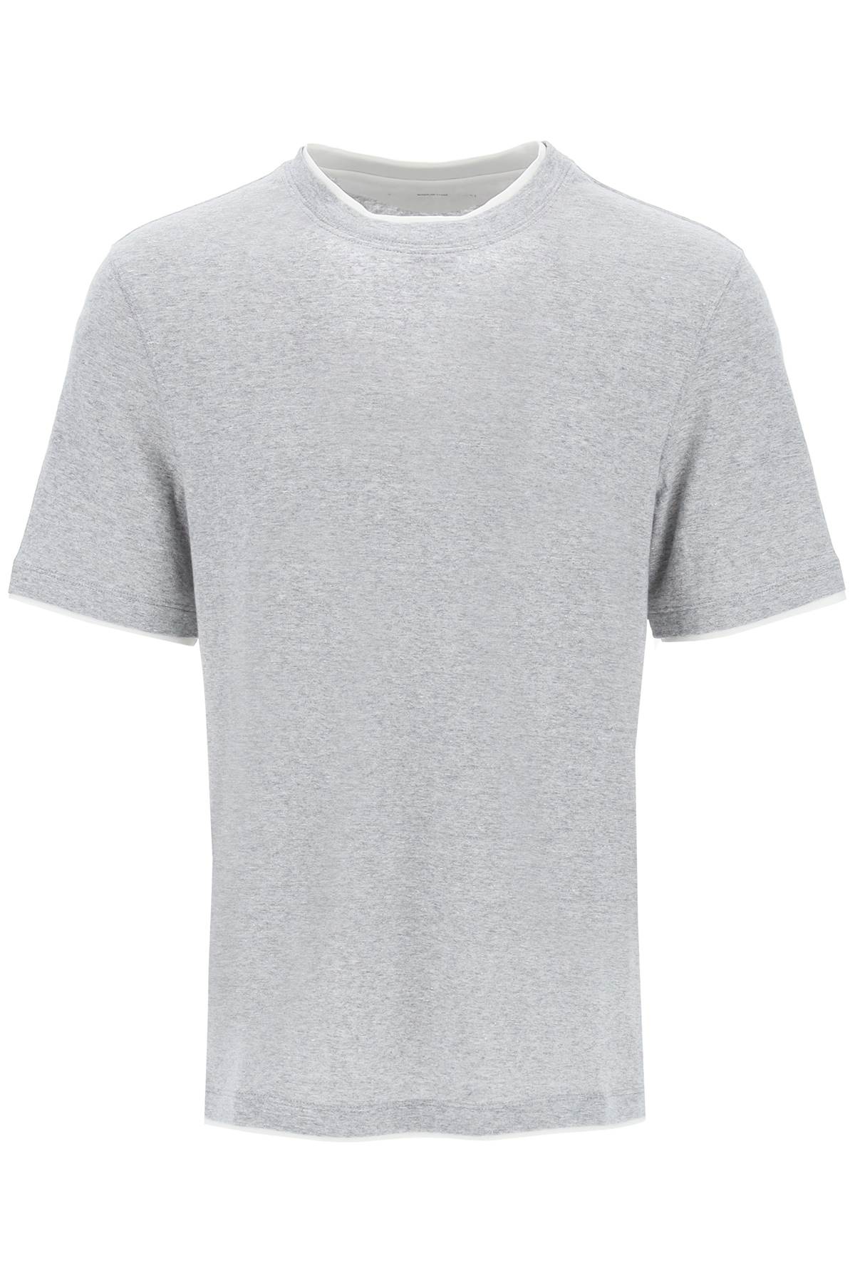 Brunello Cucinelli BRUNELLO CUCINELLI overlapped-effect t-shirt in linen and cotton