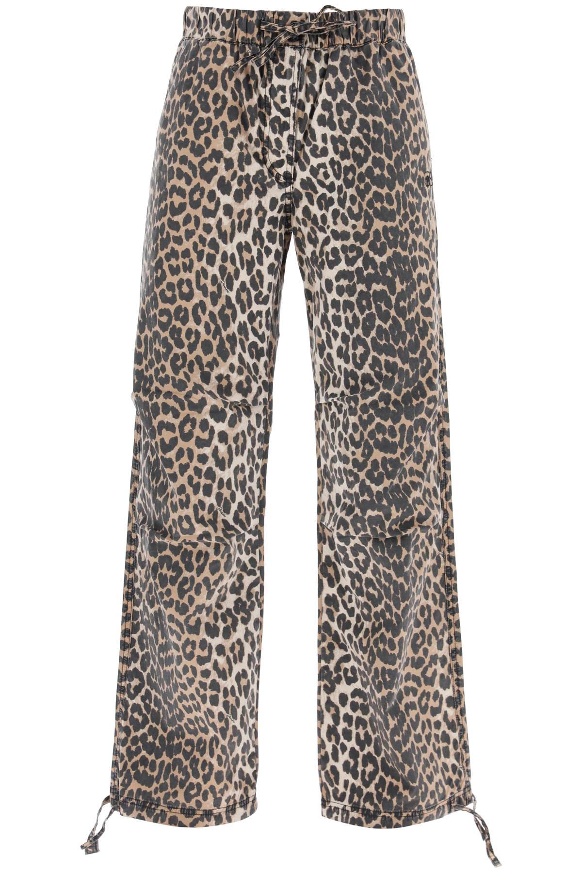 Ganni GANNI animal print cotton canvas pants