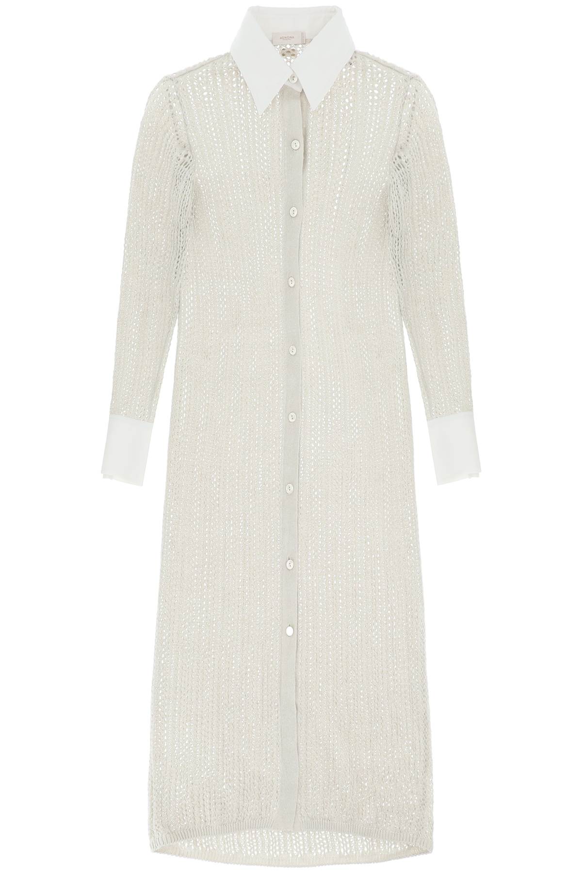 AGNONA AGNONA linen, cashmere and silk knit shirt dress