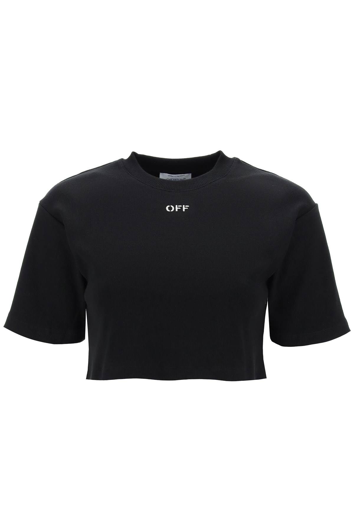 OFF-WHITE OFF-WHITE cropped t-shirt with off embroidery