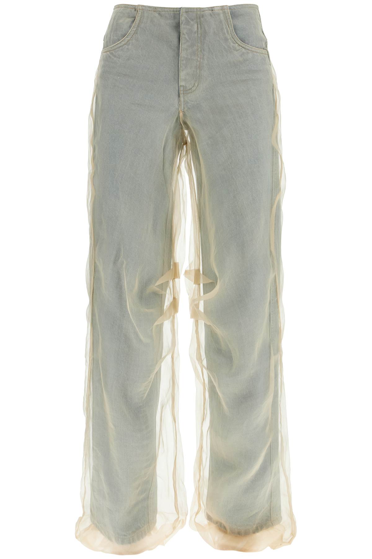 Christopher Esber CHRISTOPHER ESBER silk organza layered jeans with a touch