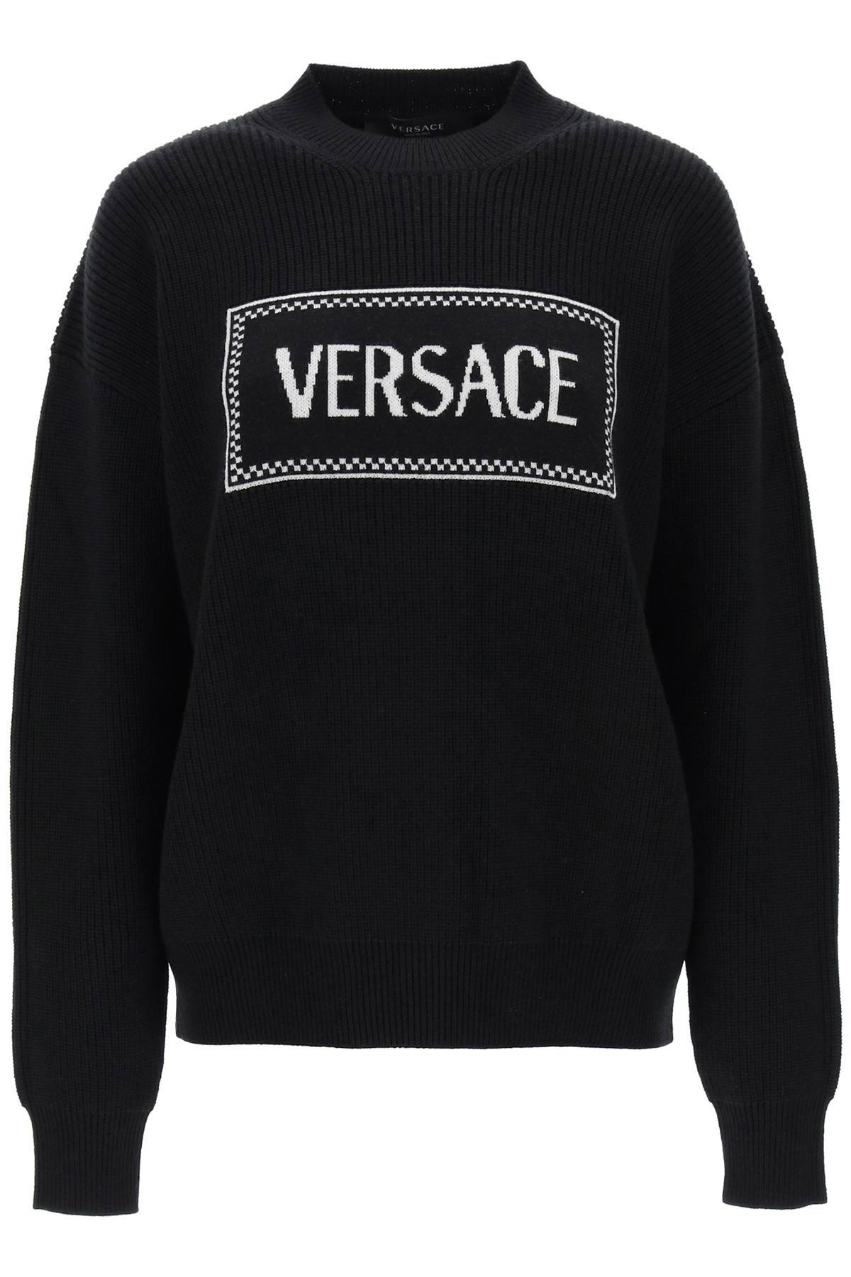 Versace VERSACE crew-neck sweater with logo inlay