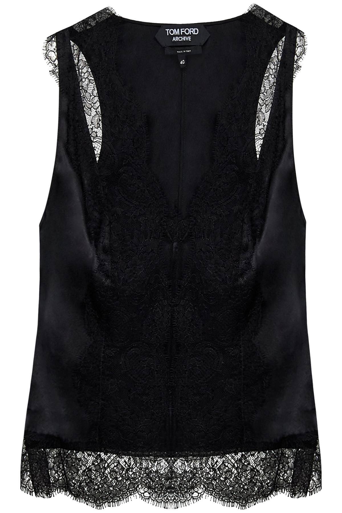 Tom Ford TOM FORD satin tank top with chantilly lace