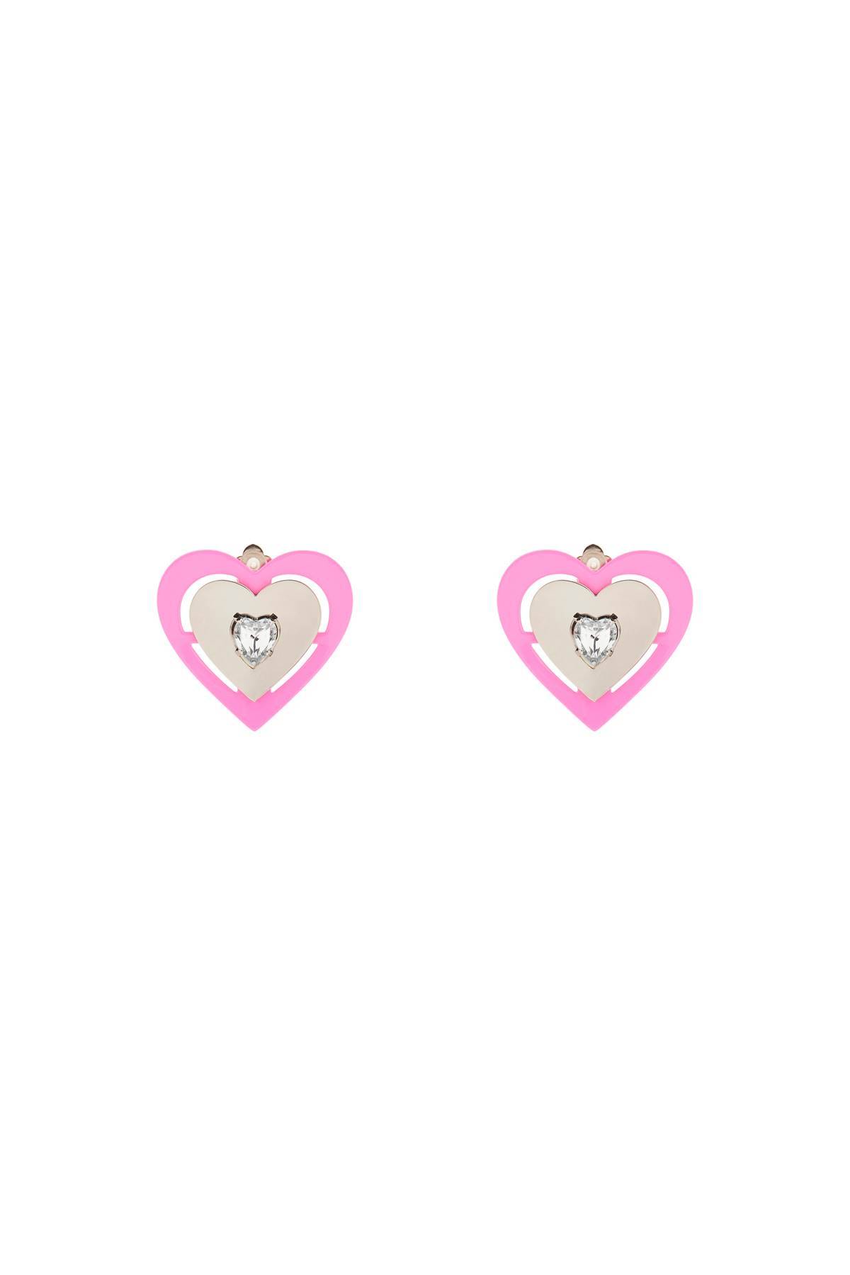 SAF SAFU SAF SAFU 'pink neon heart' clip-on earrings