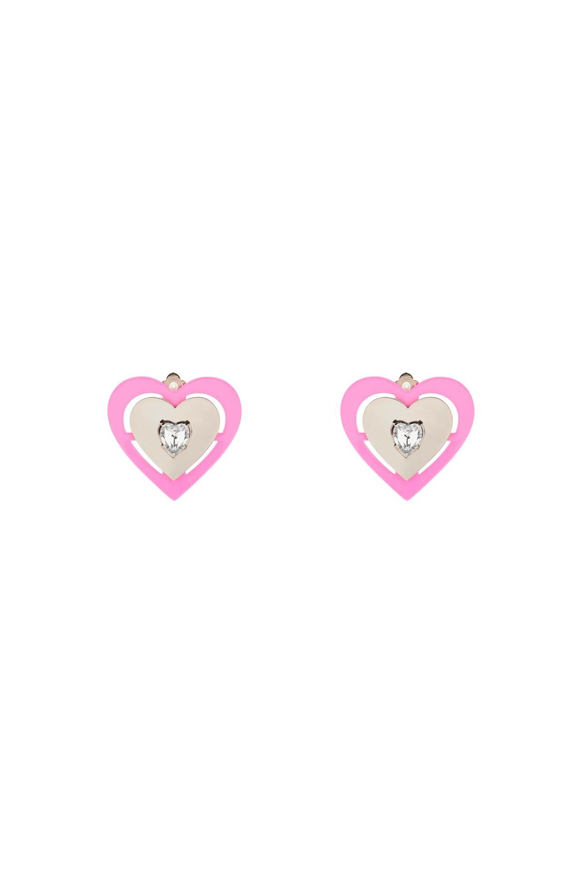 SAF SAFU SAF SAFU 'pink neon heart' clip-on earrings