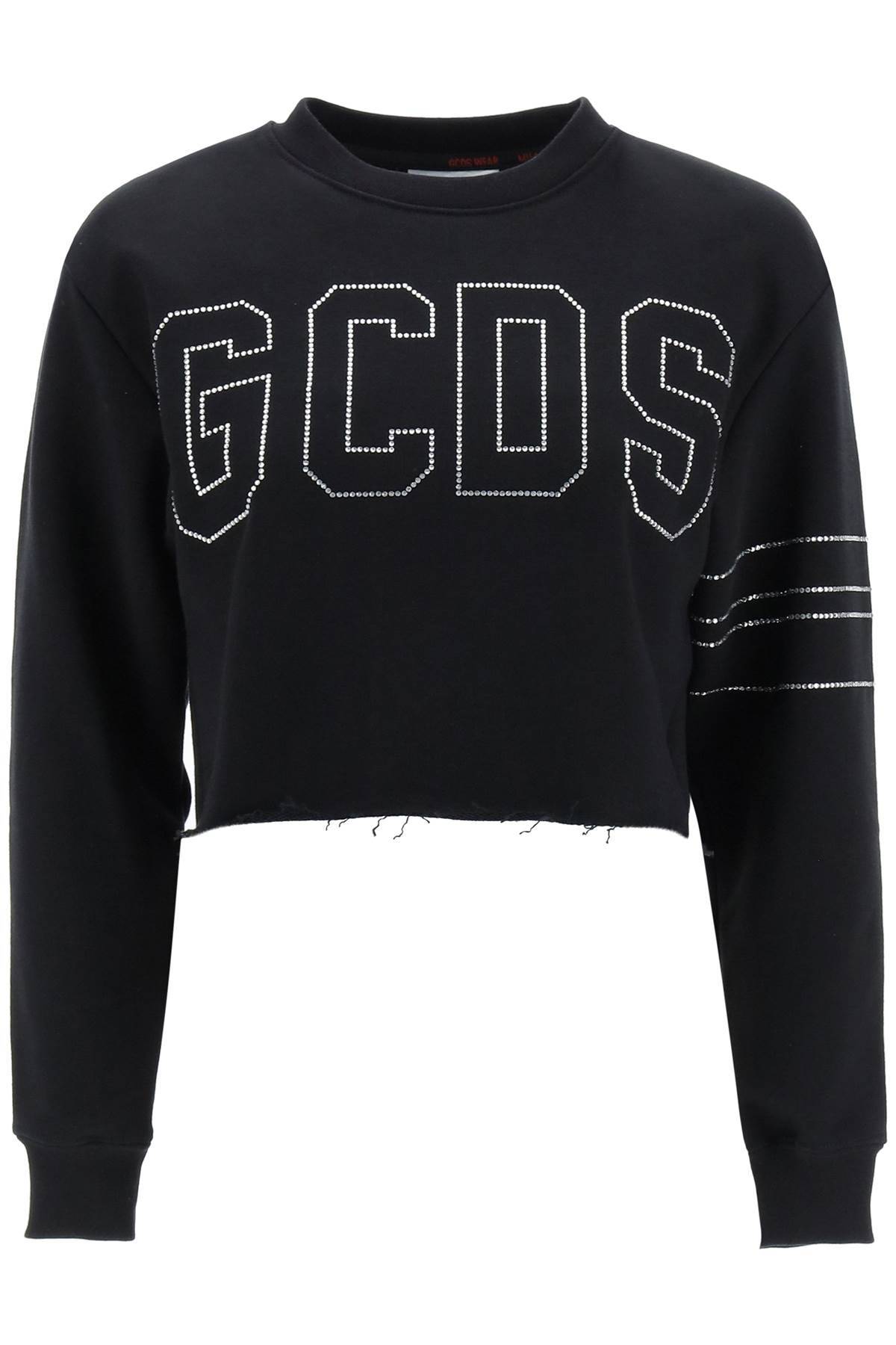 GCDS GCDS cropped sweatshirt with rhinestone logo