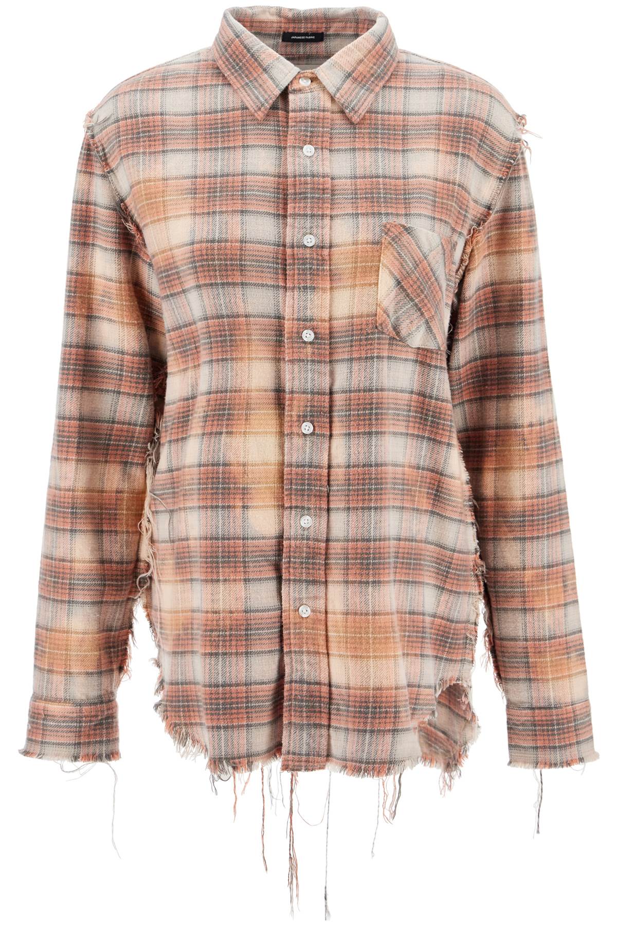 R13 R13 frayed flannel shirt