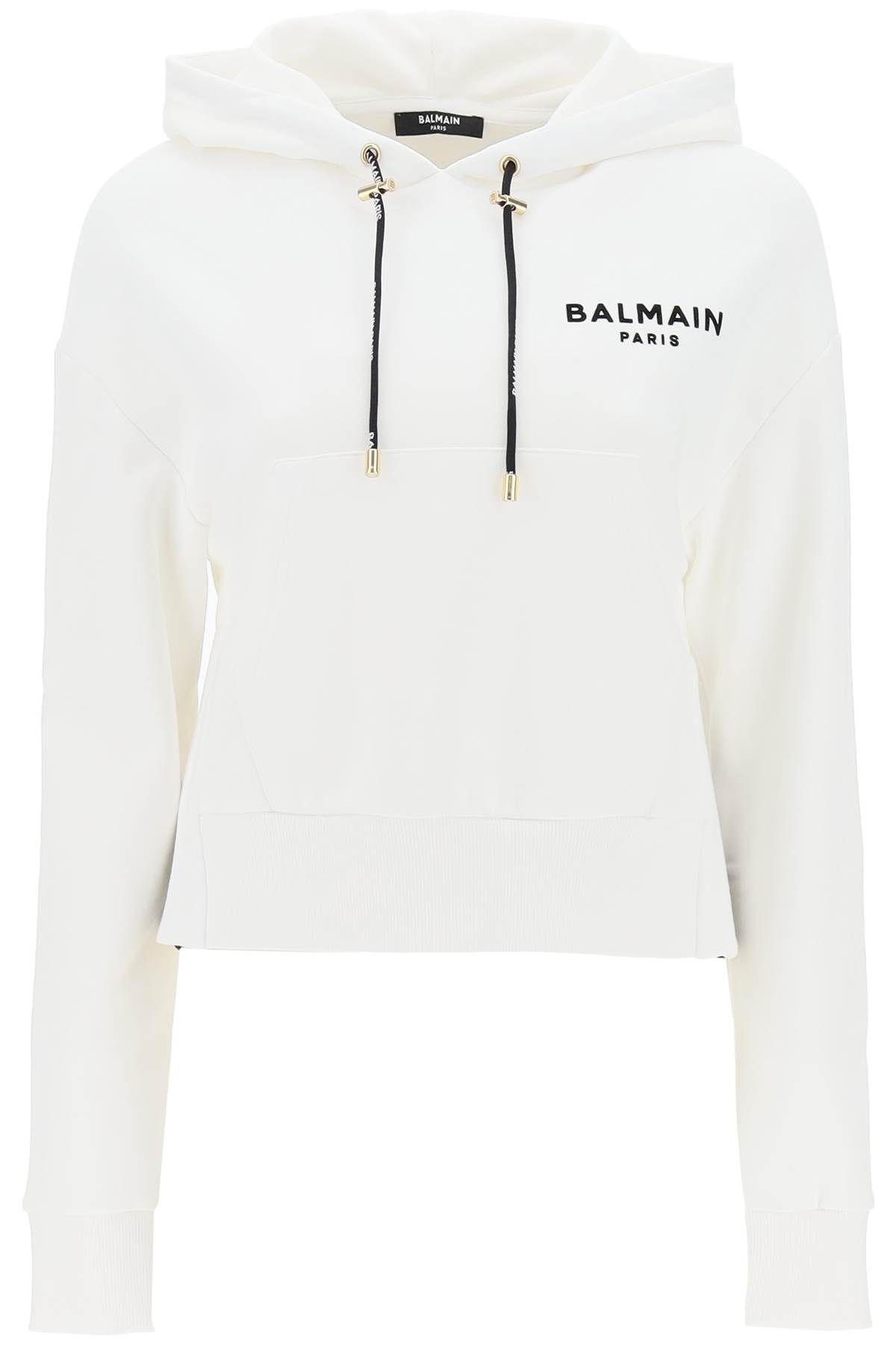 Balmain BALMAIN cropped sweatshirt with flocked logo print