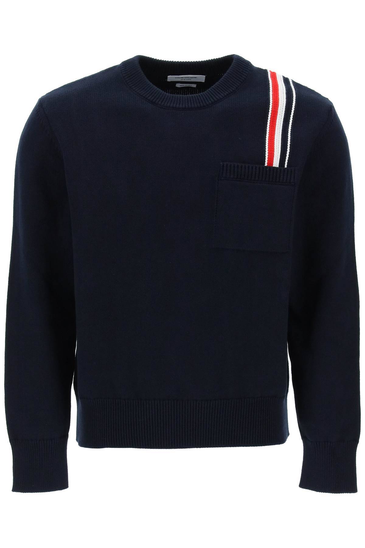 Thom Browne THOM BROWNE cotton pullover with rwb stripe