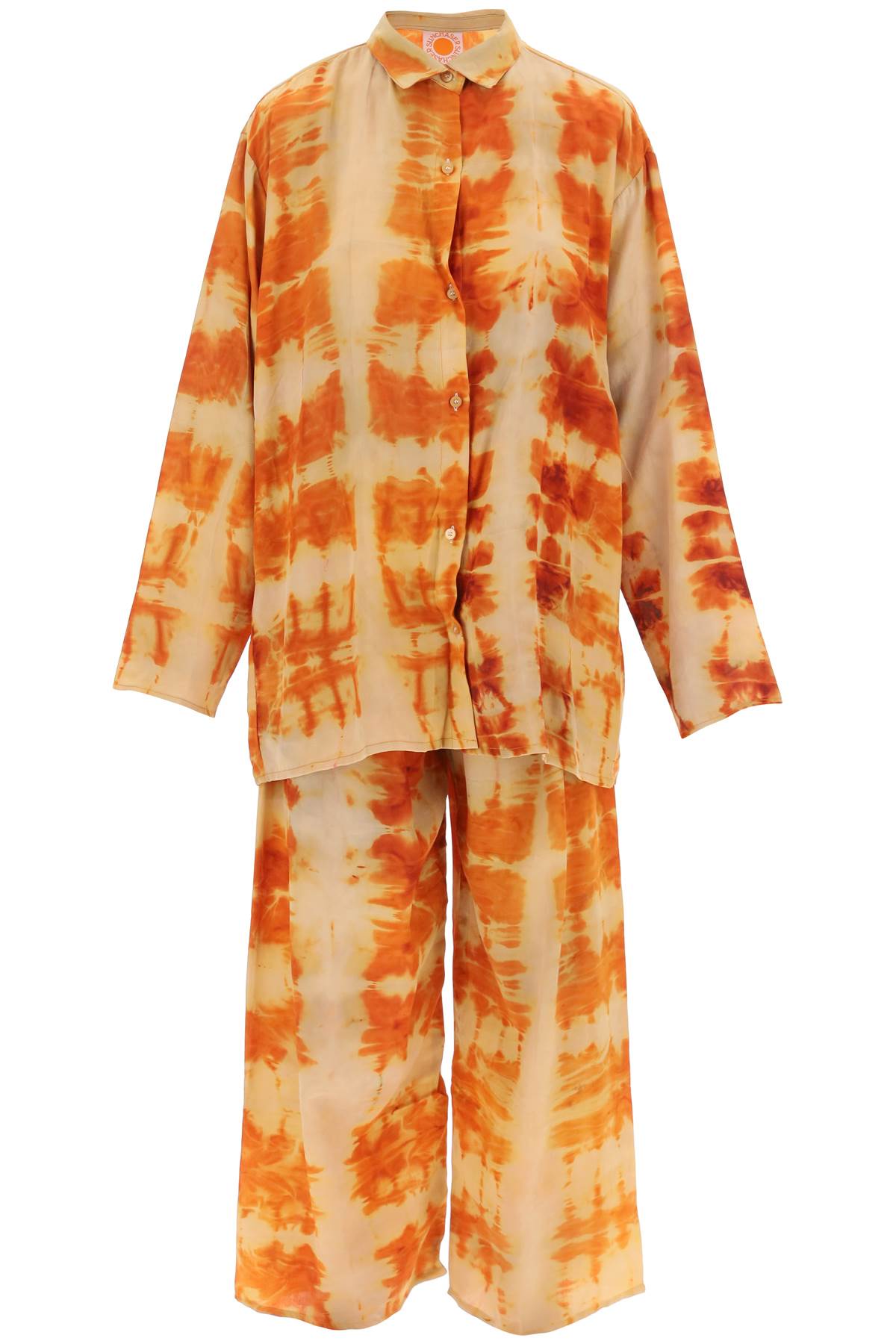  SUN CHASERS 'shibori' silk shirt and pants set