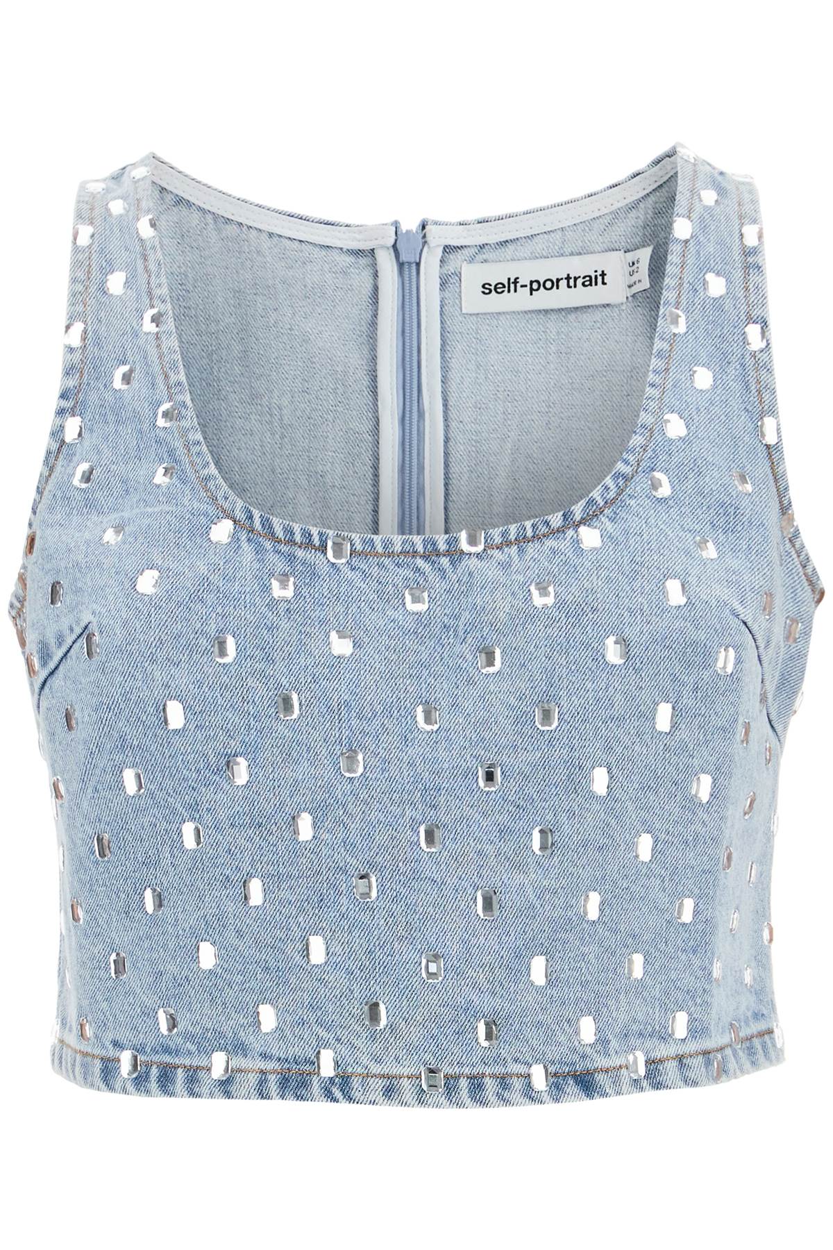  SELF PORTRAIT denim crop top for stylish