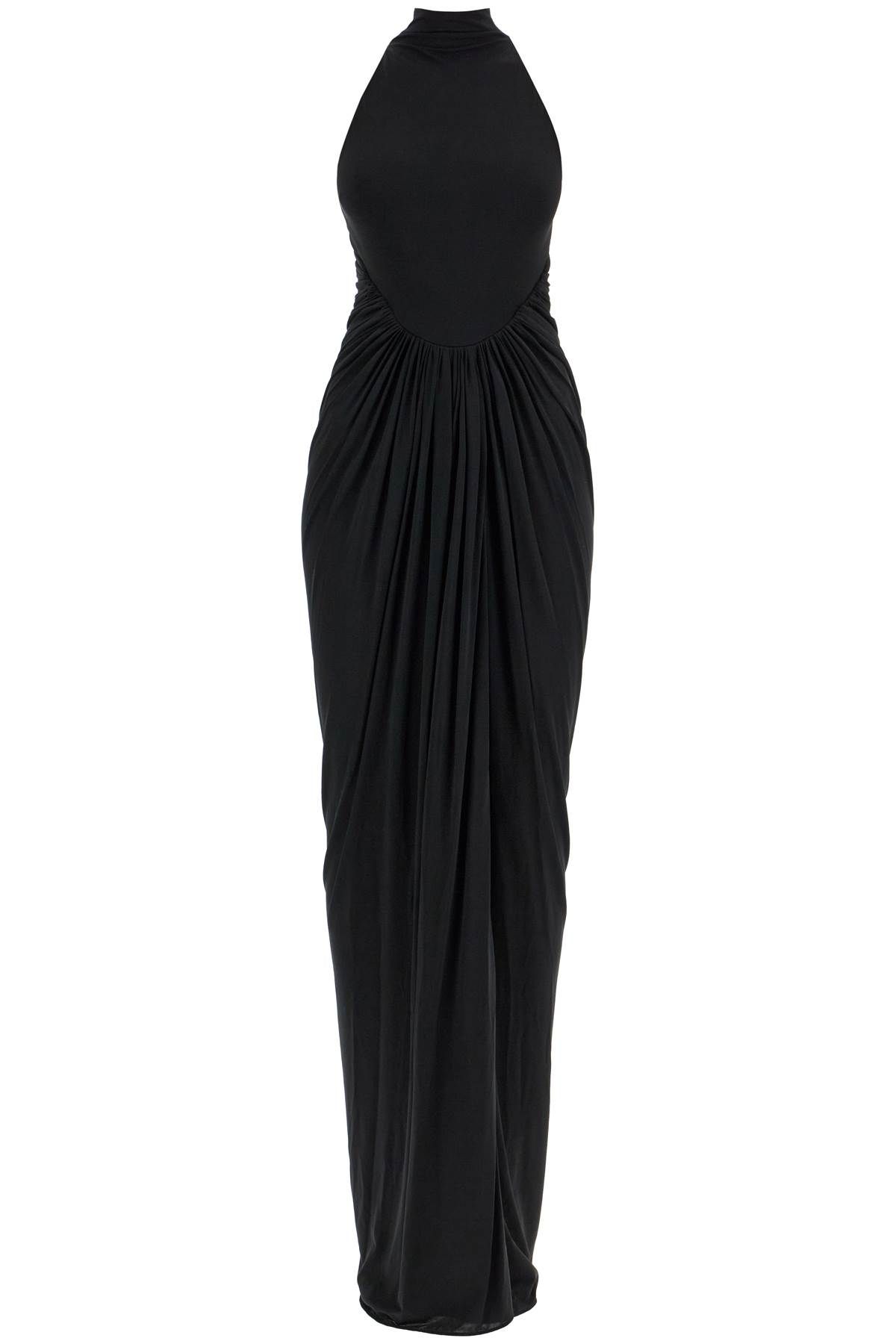 Alaïa ALAIA long draped jersey dress with pleats