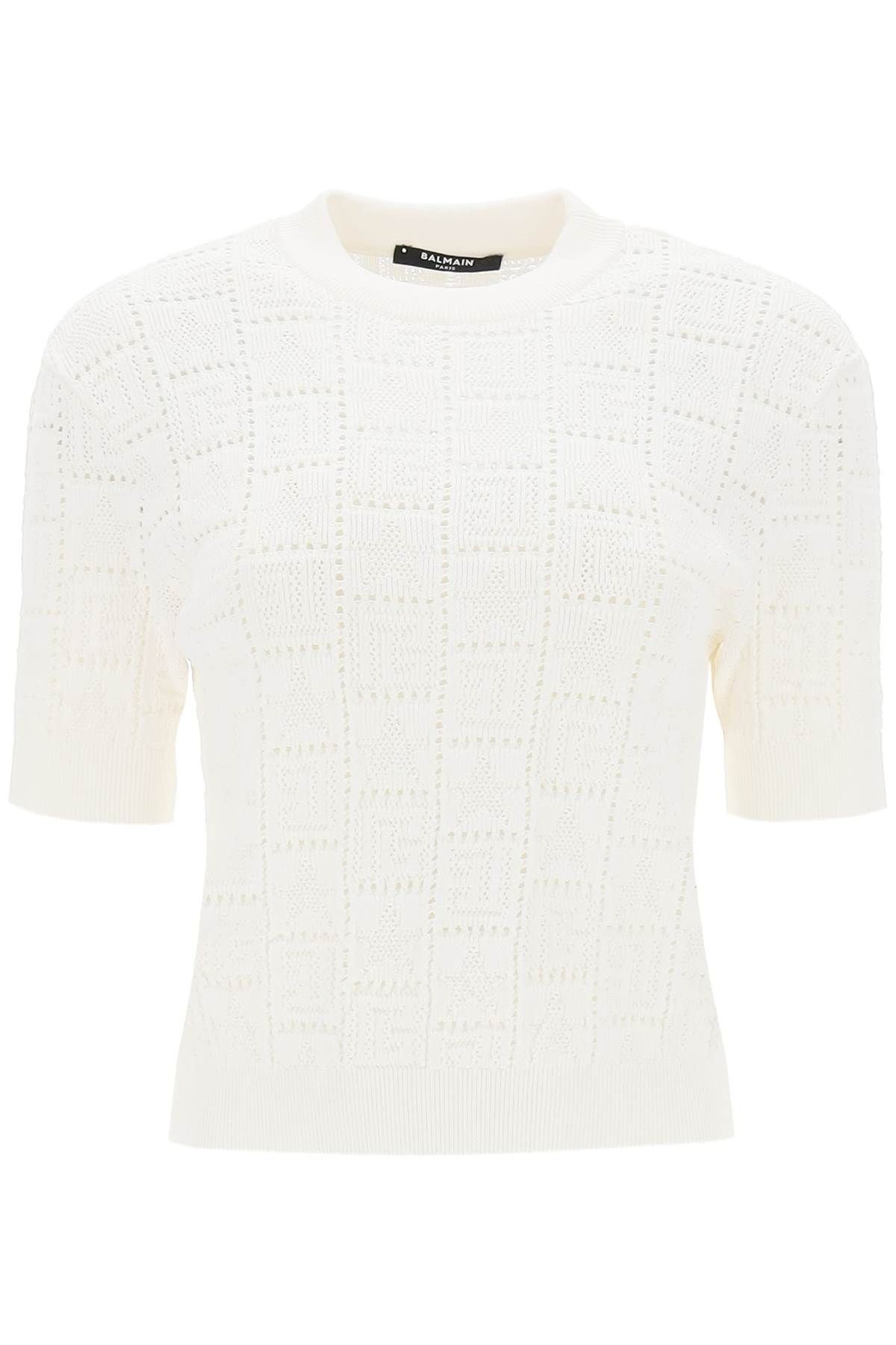 Balmain BALMAIN short-sleeved top in monogram knit