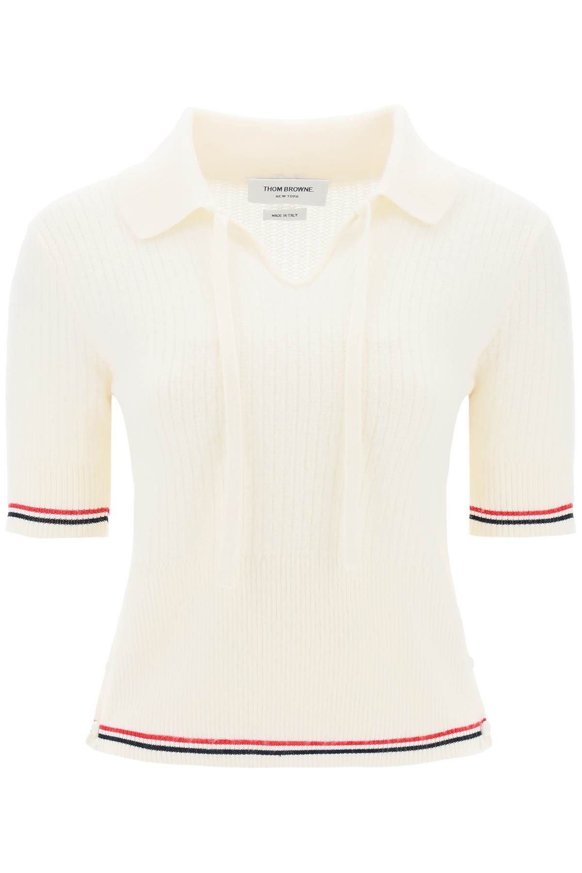 Thom Browne THOM BROWNE wool polo shirt with rwb stripe