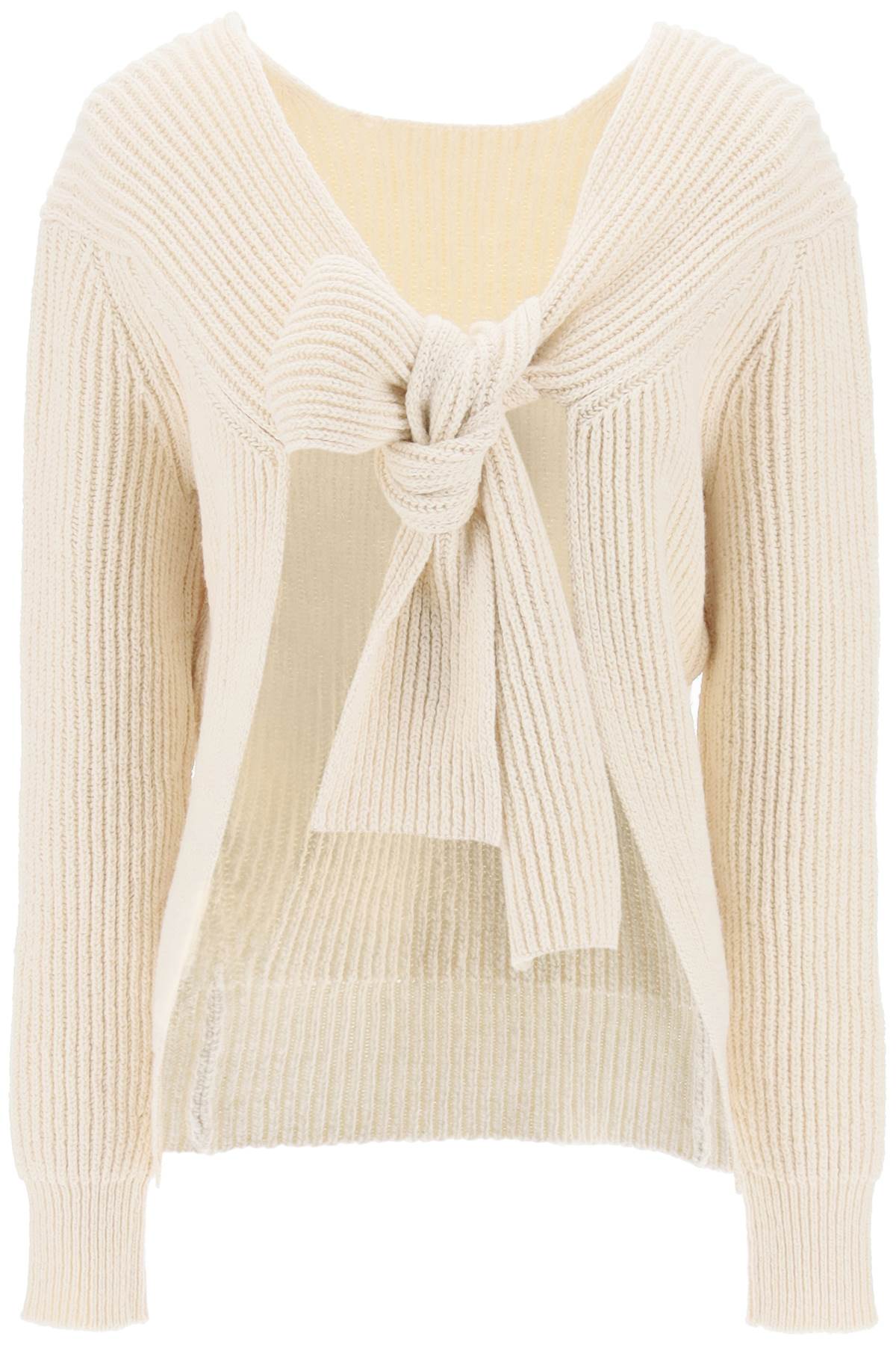 Jil Sander JIL SANDER ribbed sweater with tieable closure