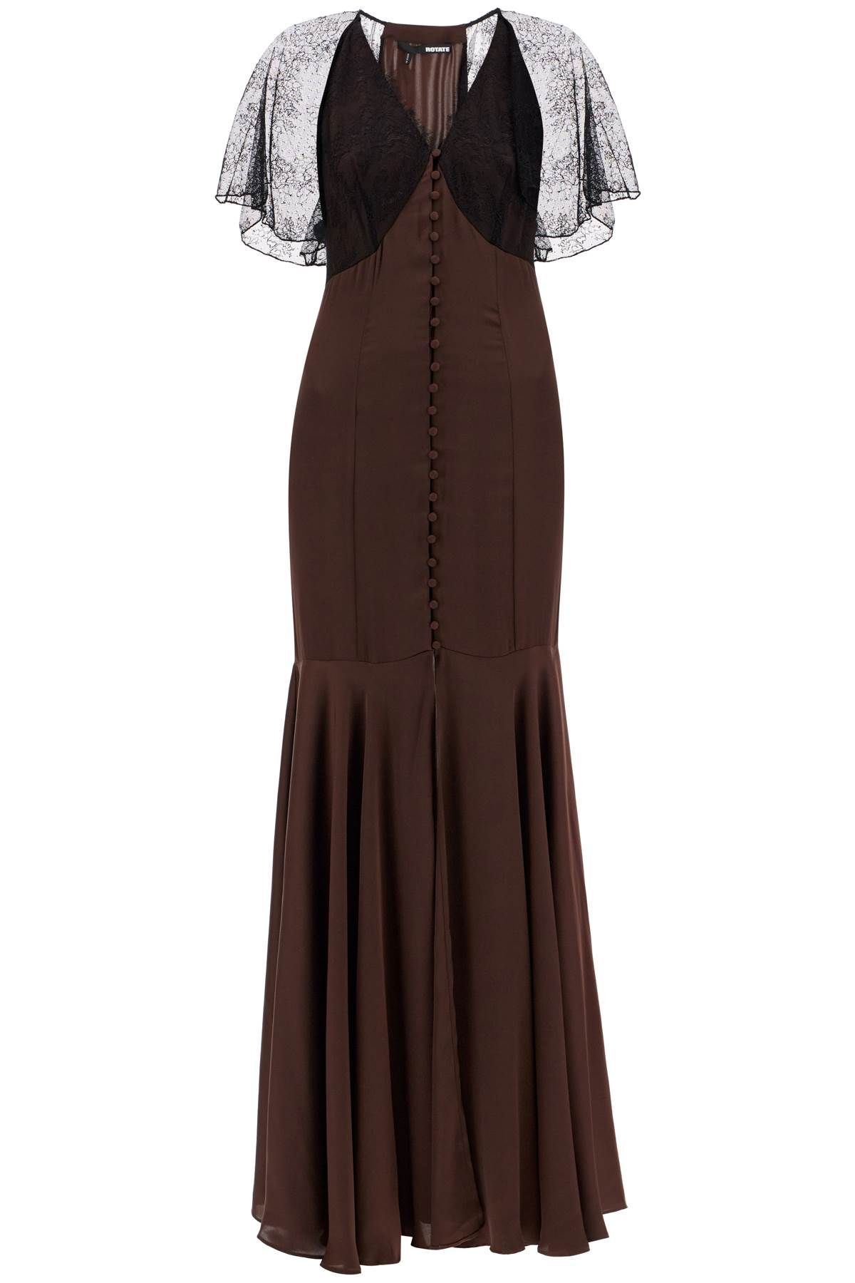 Rotate ROTATE long satin and lace dress