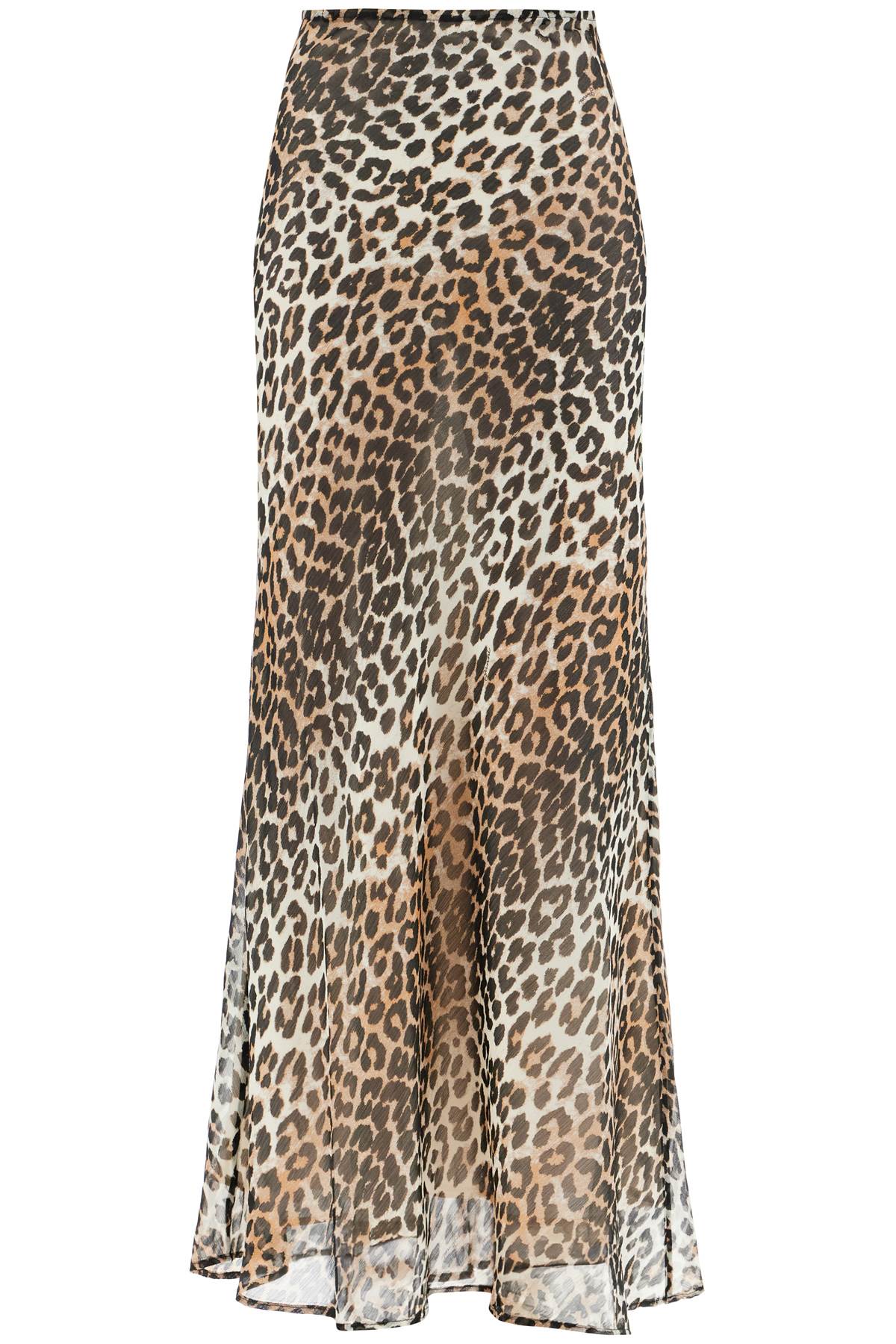 Ganni GANNI long chiffon animal print maxi skirt