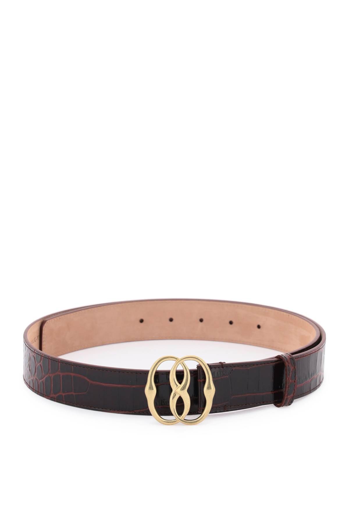 BALLY BALLY croco-effect leather belt with emblem buckle