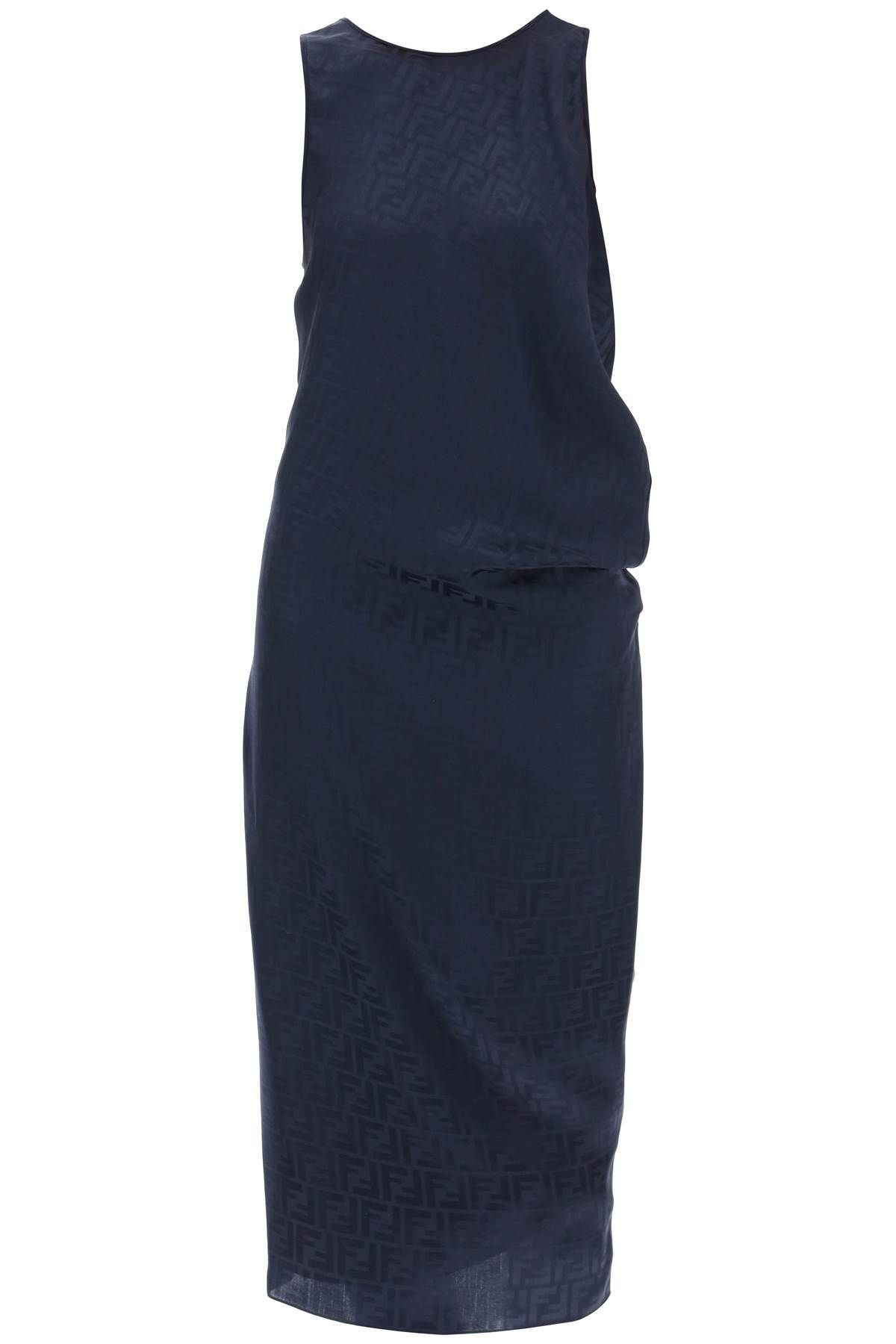 FENDI FENDI draped ff silk midi dress