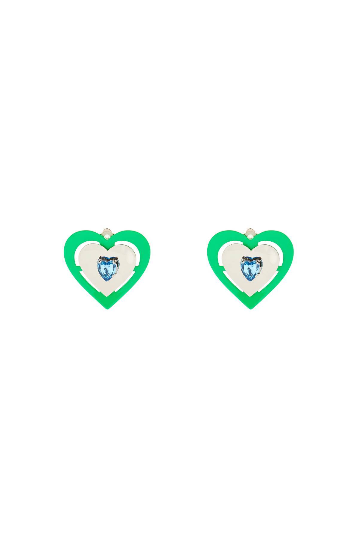 SAF SAFU SAF SAFU 'green neon heart' clip-on earrings