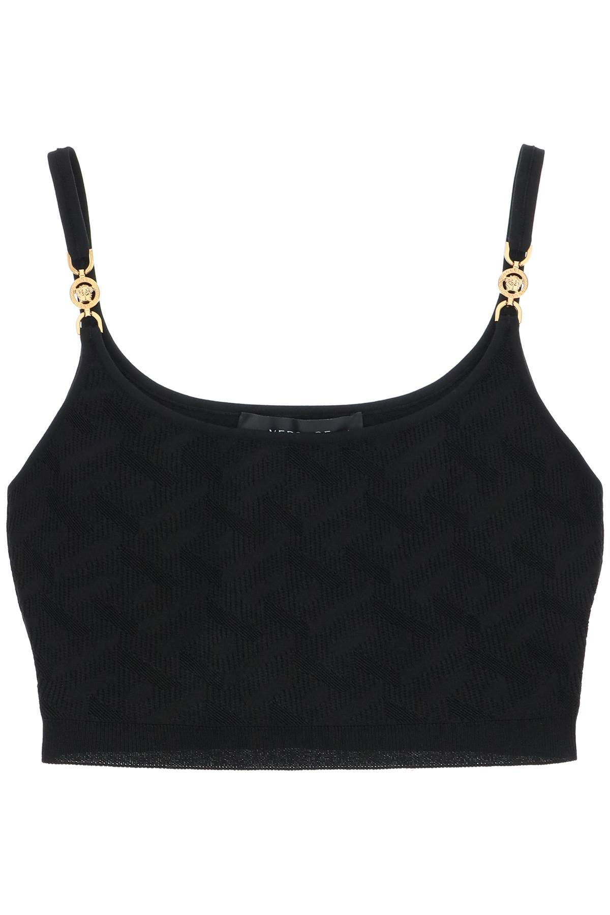 Versace VERSACE 'la greca' knitted cropped top