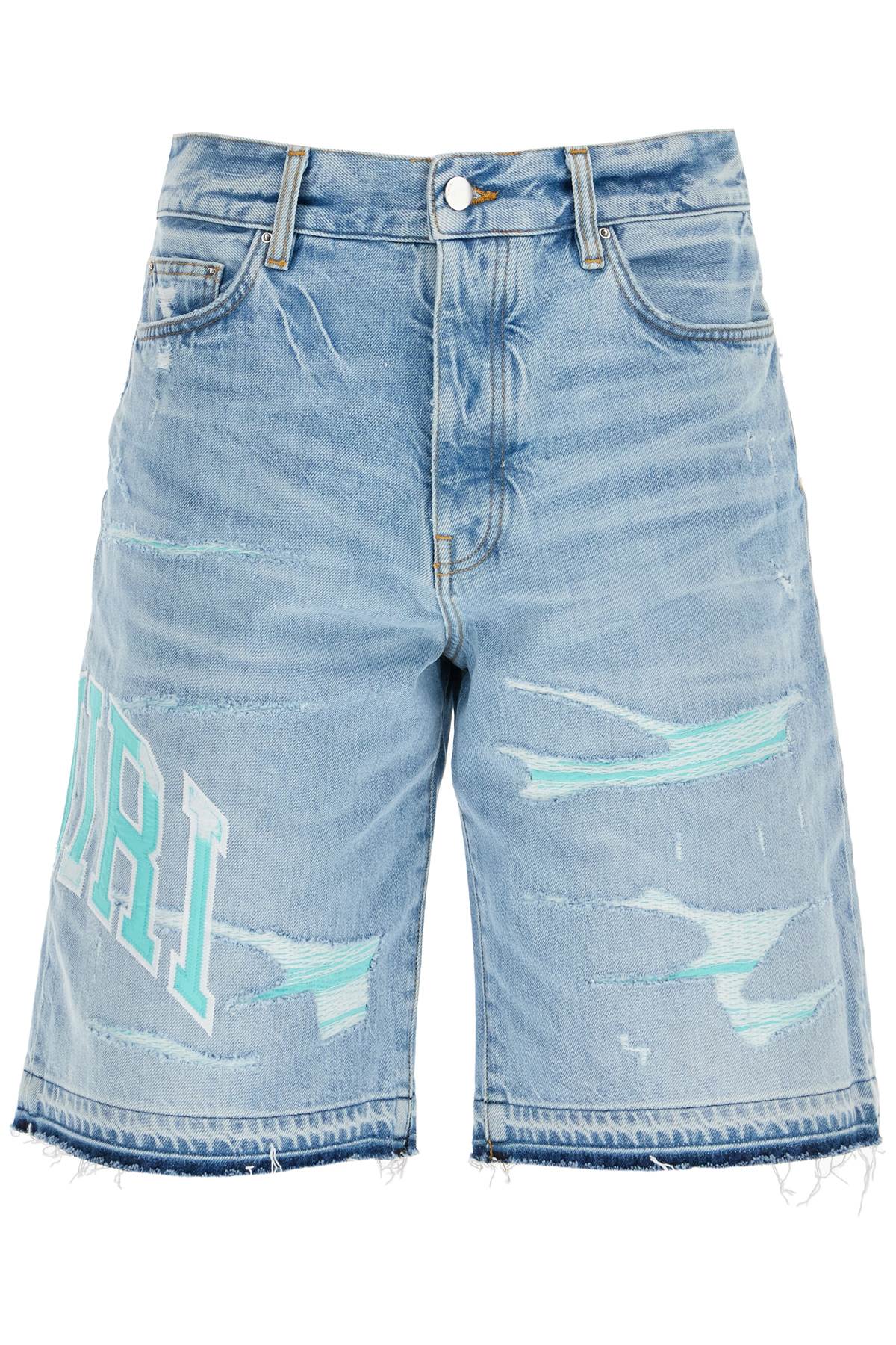 Amiri AMIRI denim logo varsity bermuda shorts