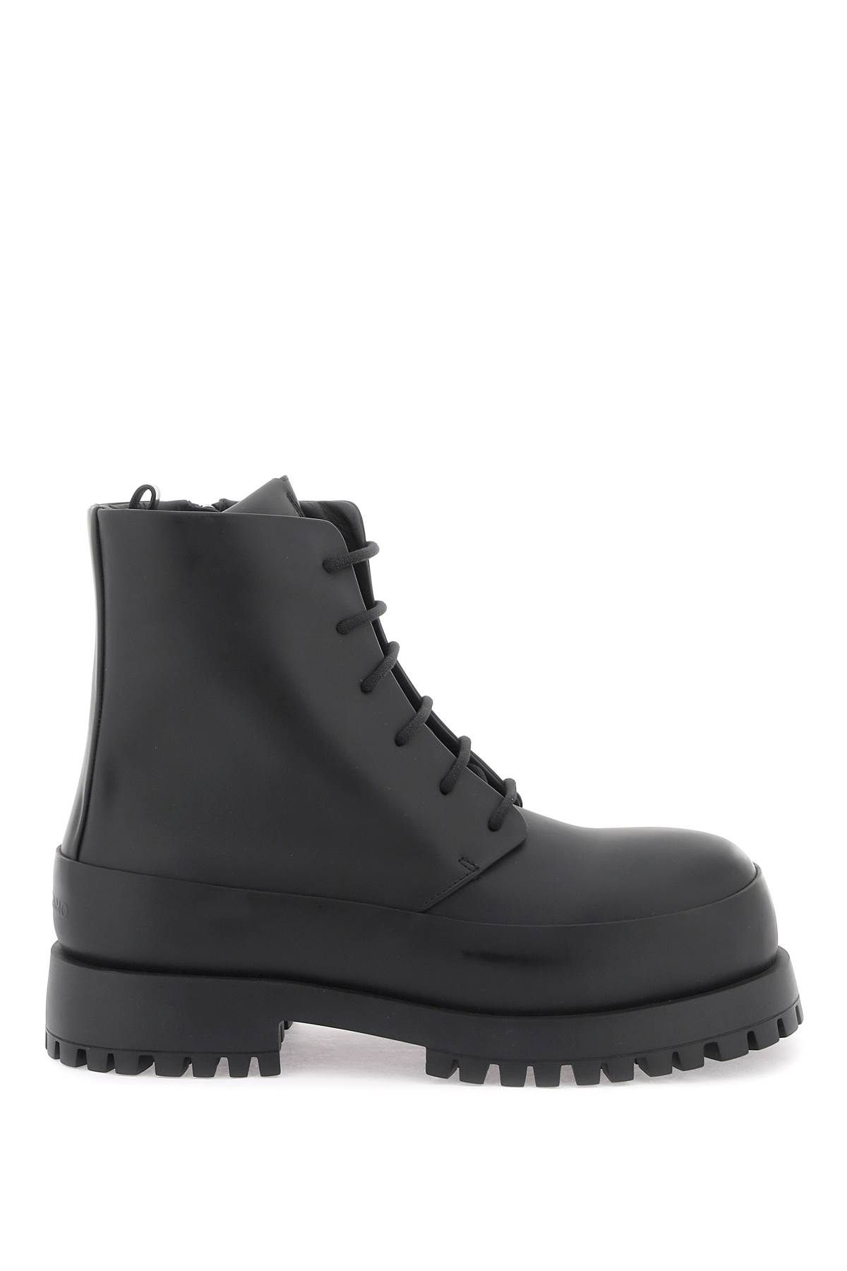 Ferragamo FERRAGAMO rubberized leather combat boots