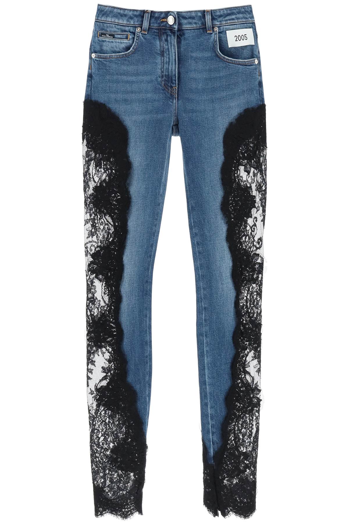 Dolce & Gabbana DOLCE & GABBANA slim fit jeans with lace inserts