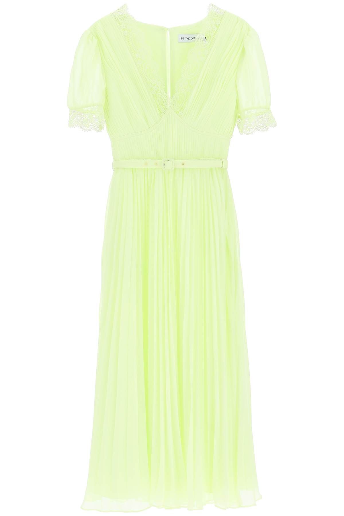  SELF PORTRAIT pleated chiffon midi dress