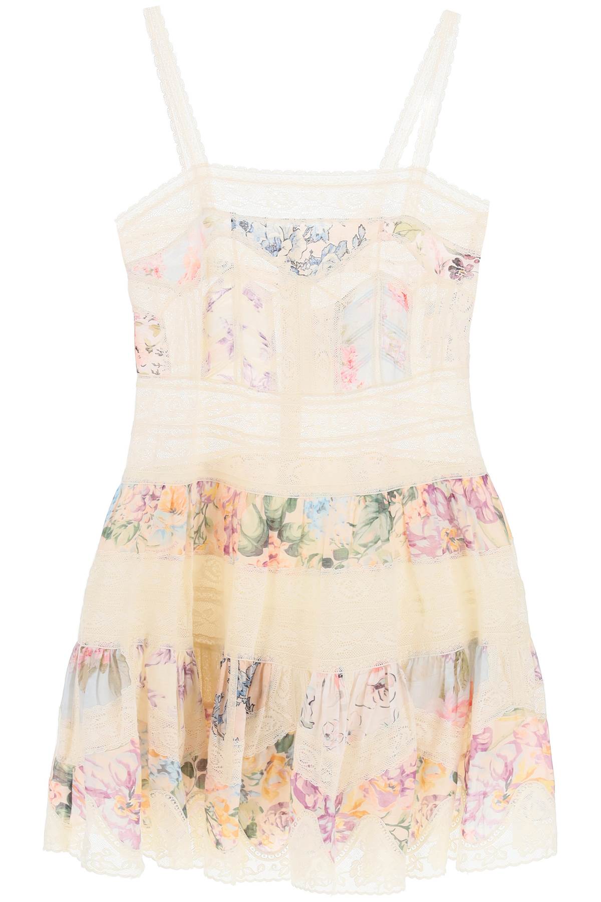 Zimmermann ZIMMERMANN "mini halliday dress with floral print and lace