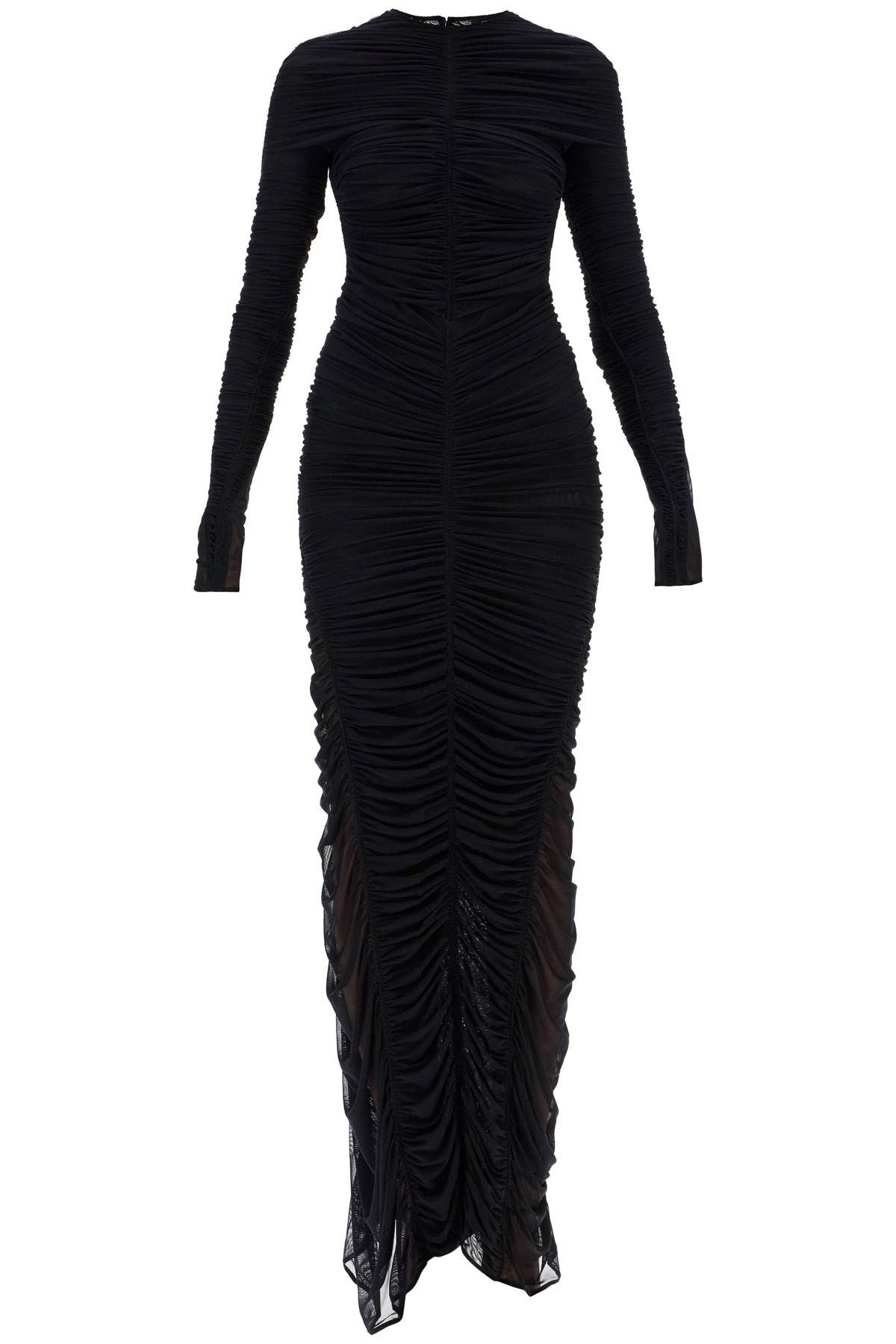 Mugler MUGLER ruffled maxi dress in mesh fabric